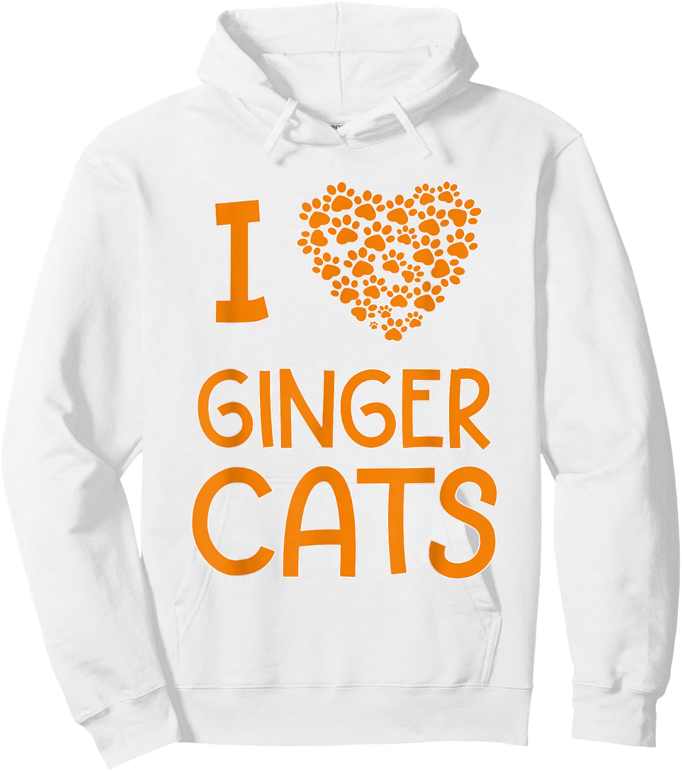 I Love Ginger Cats Cat Lover Paw Print Heart Hoodie - Hoodie | White