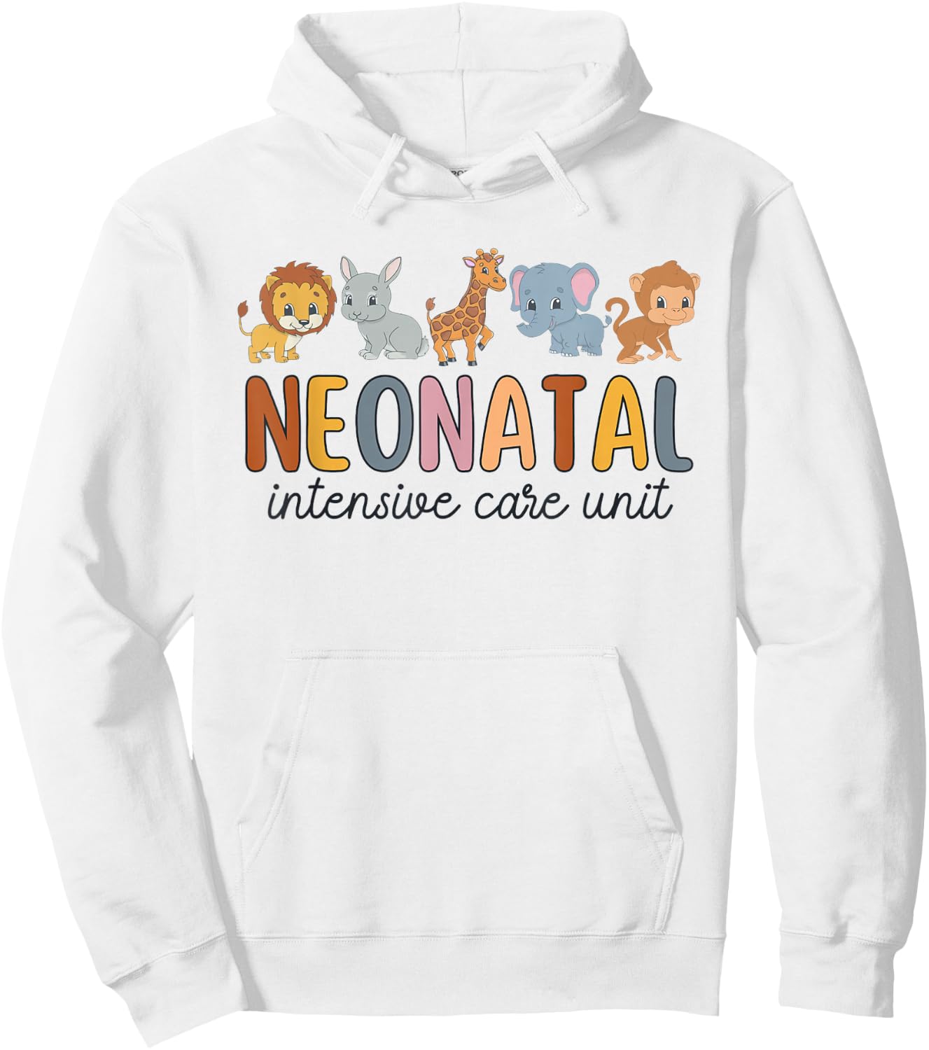 Women Groovy Neonatal Intensive Care Unit Animals NICU Nurse Hoodie - Hoodie | White