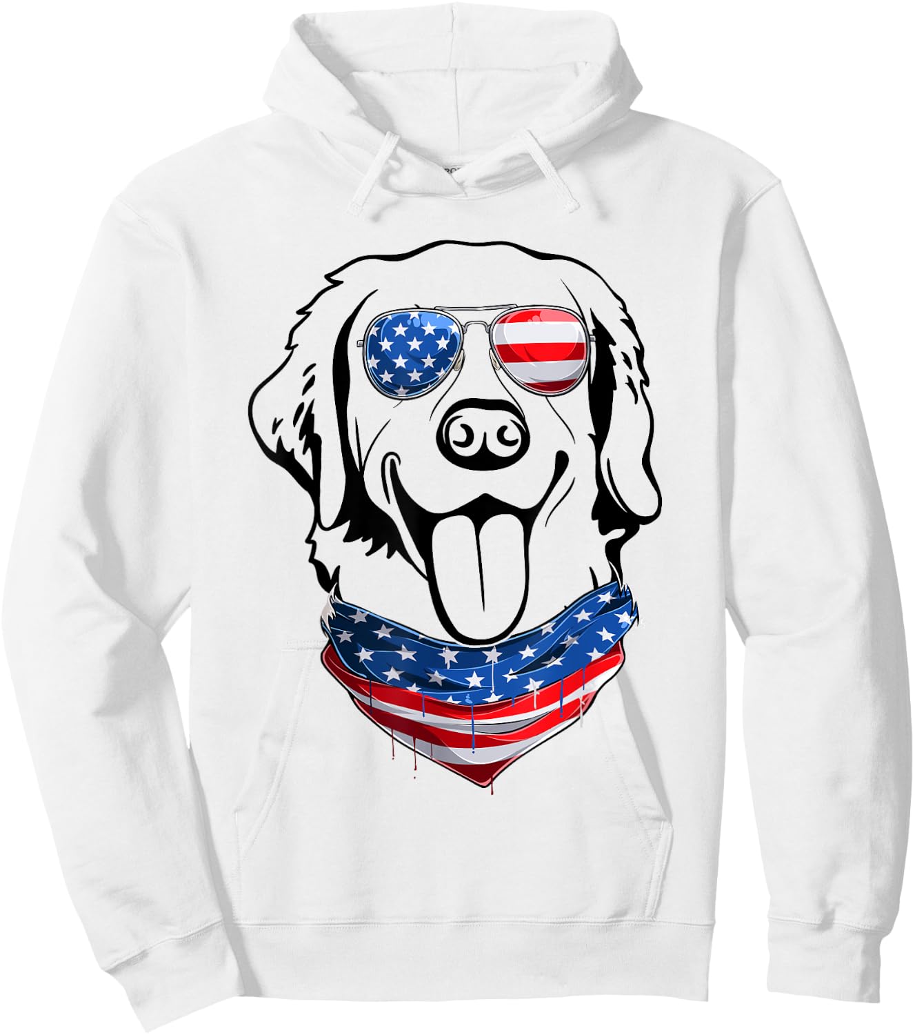 Labrador 4th of July Patriotic American Flag Labrador Dog Hoodie - Hoodie | White
