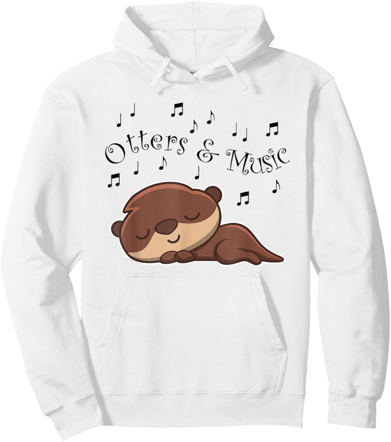 Otters and Music Notes Musician Clef Cute Sea Otter Hoodie - Hoodie | White