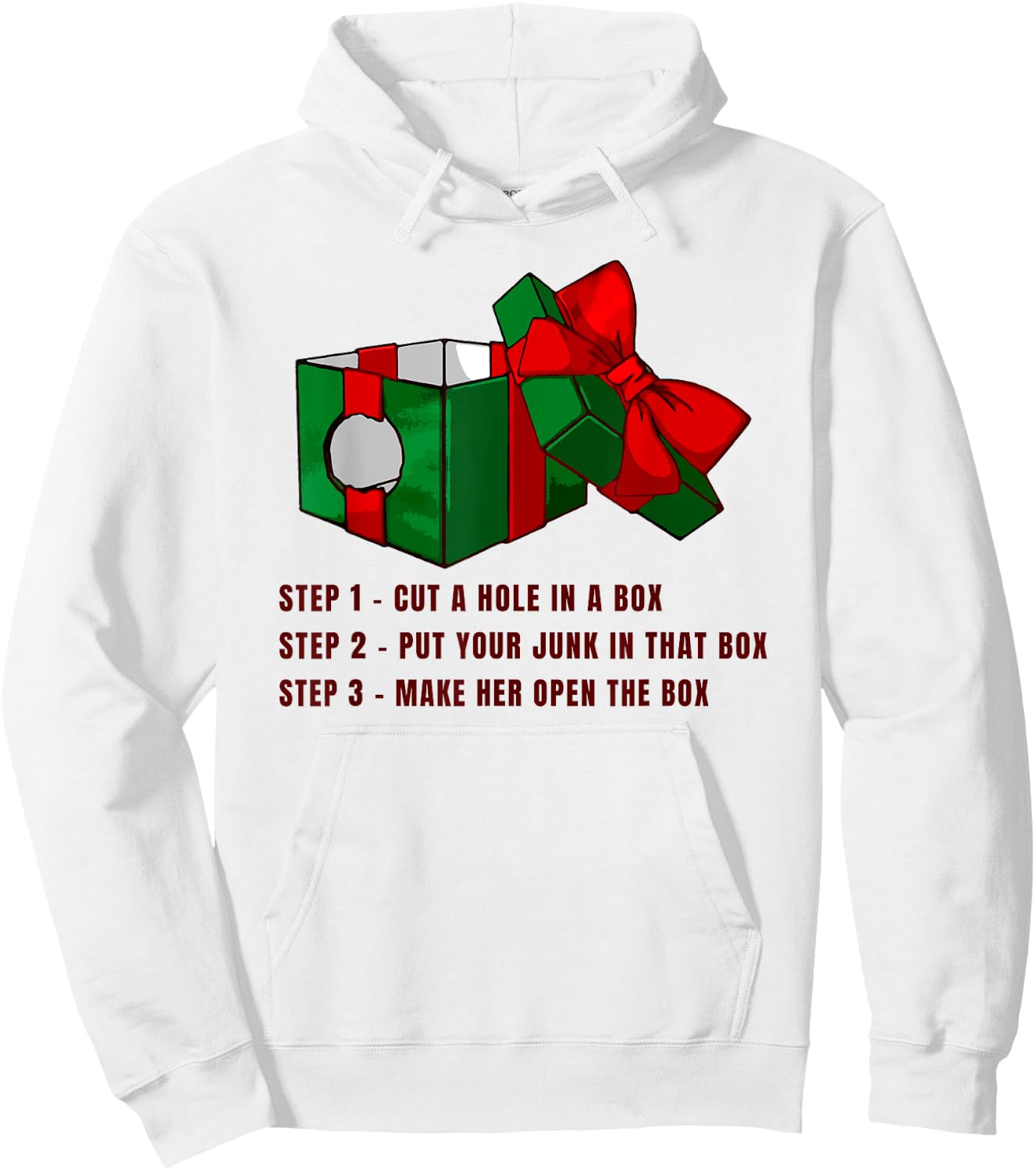 Funny Christmas, DICK IN A BOX , Women Hoodie - Hoodie | White