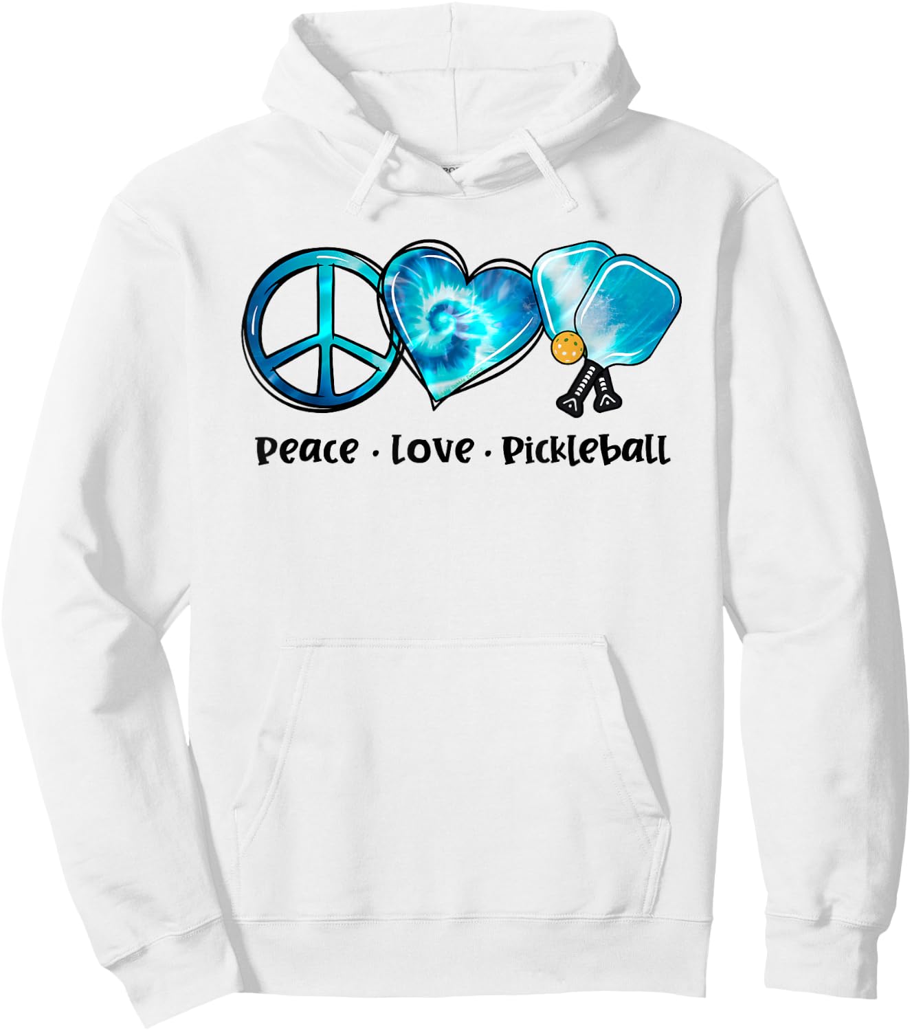 Blue Tie Dye Peace Love Pickleball Lovers Cute Pickleball Hoodie - Hoodie | White