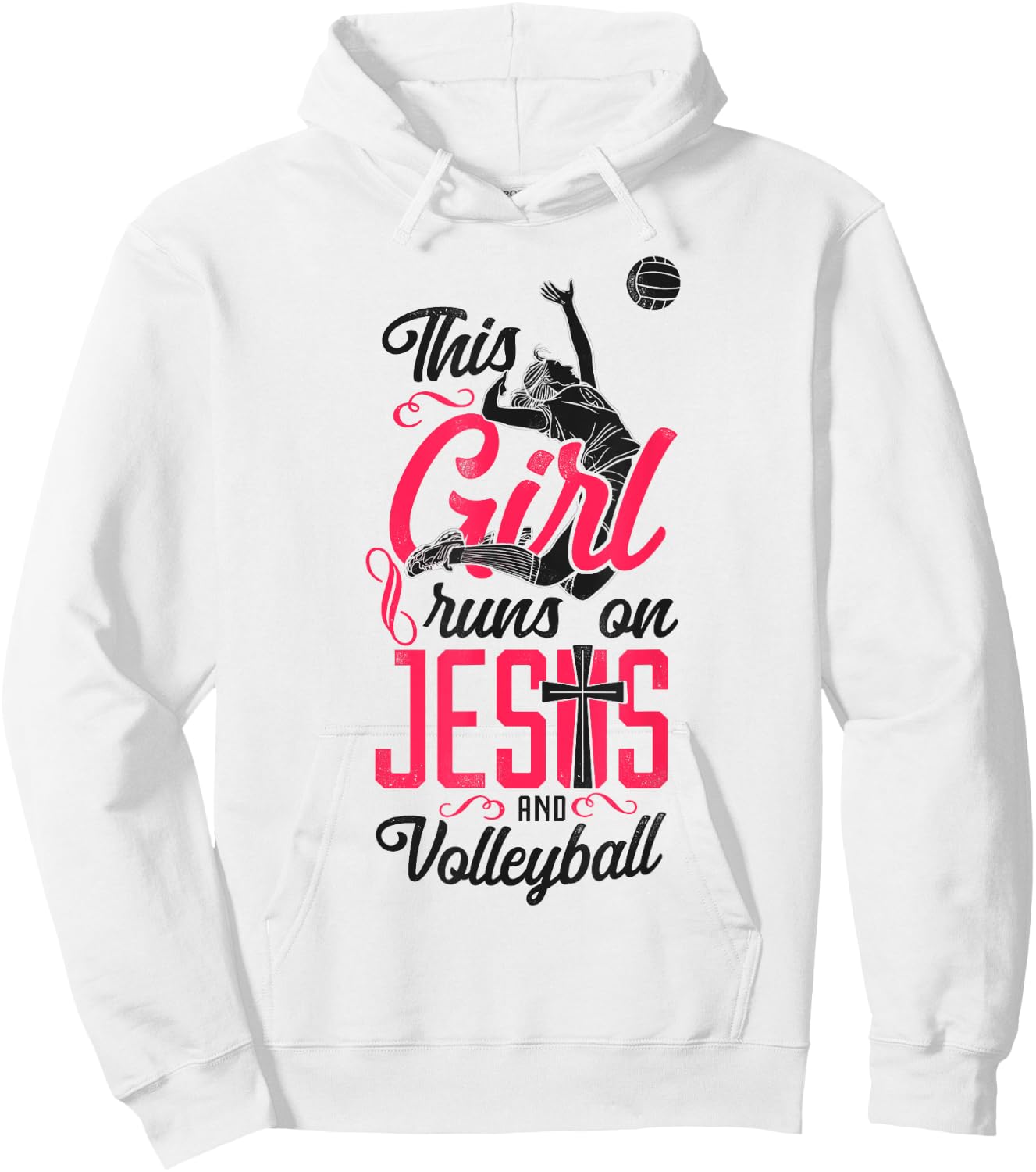 Volleyball Player Team Vintage This Girl Runs On Jesus And Hoodie - Hoodie | White