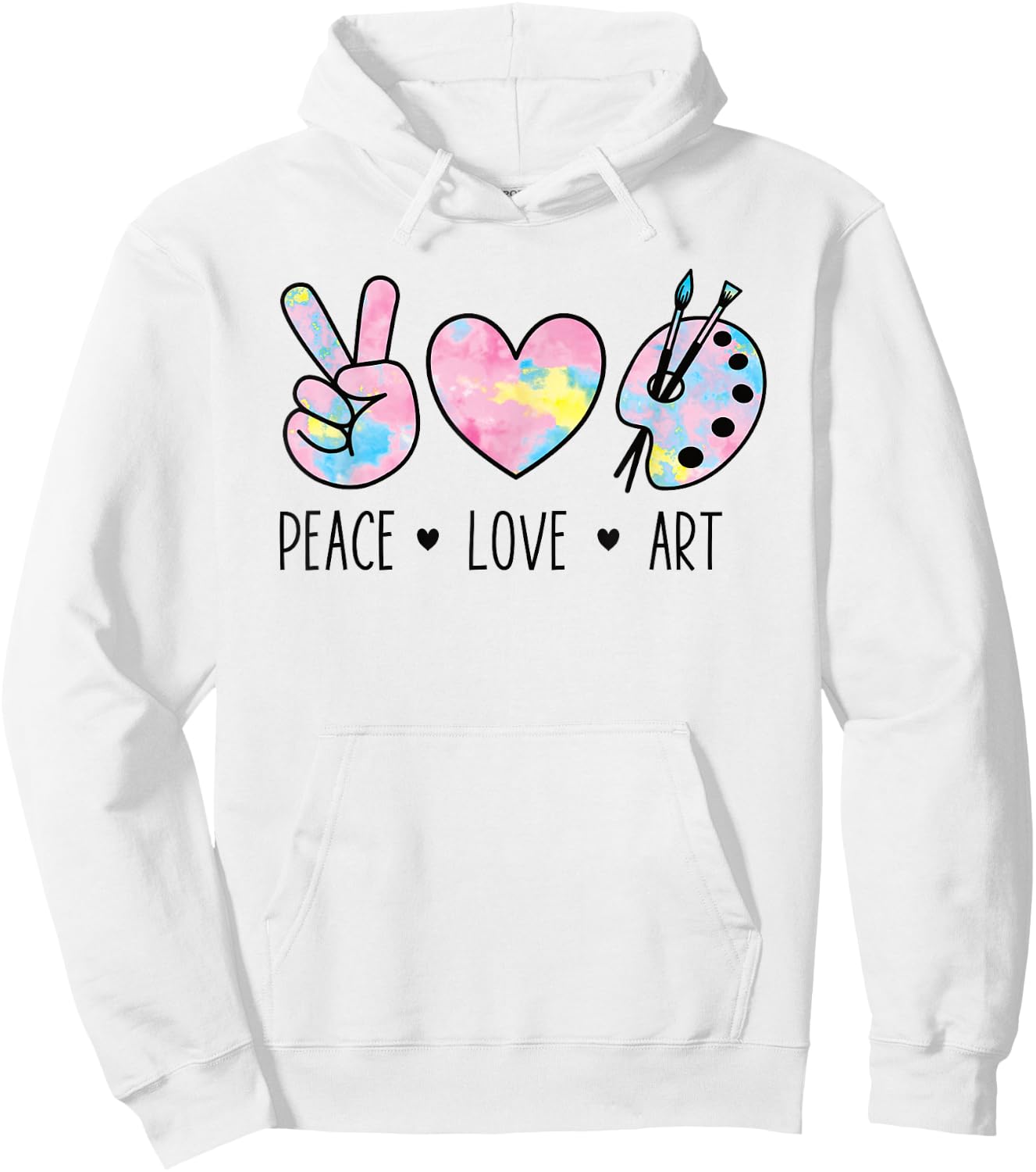 Peace Love Art Shirt Pastel Rainbow Tie Dye Artist Hippie Hoodie - Hoodie | White