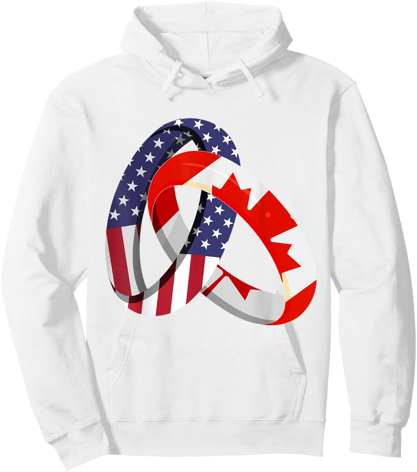 Canadian American Ring Heritage Month Patriot Flags Hoodie - Hoodie | White