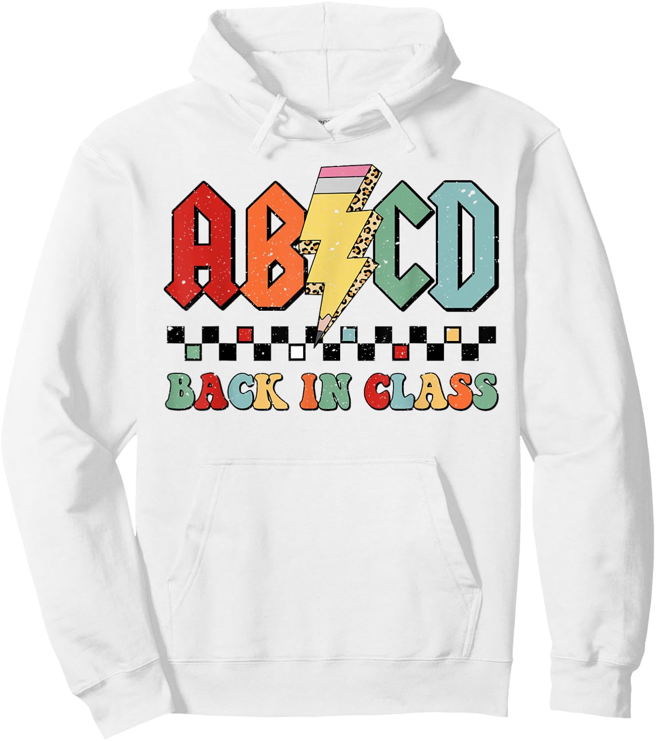 Back In Class ABCD Pencil Leopard Back To School Teachers Hoodie - Hoodie | White