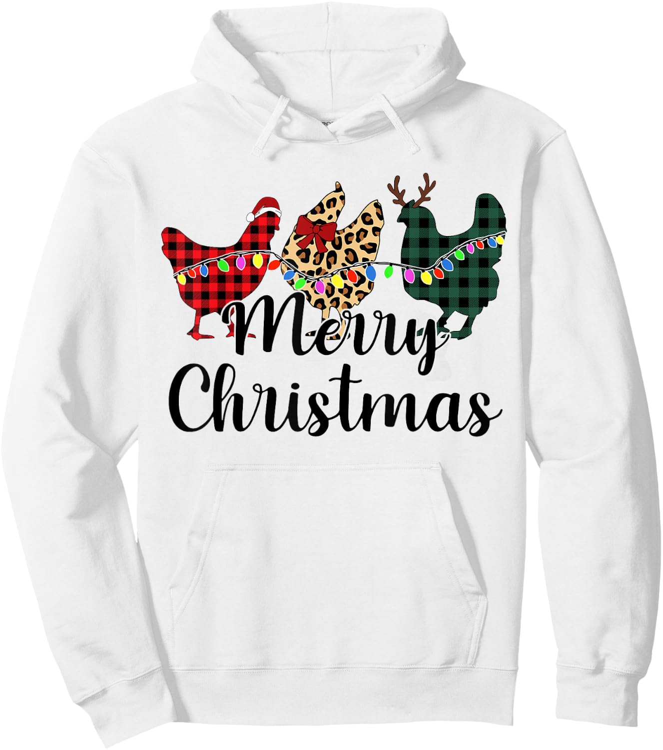 Buffalo Plaid Chickmas Merry Christmas Chicken Lover Xmas Hoodie - Hoodie | White
