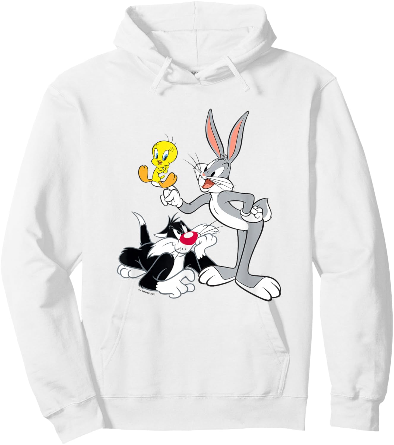 Looney Tunes Sylvester Tweety & Bugs Hanging Out Hoodie - Hoodie | White