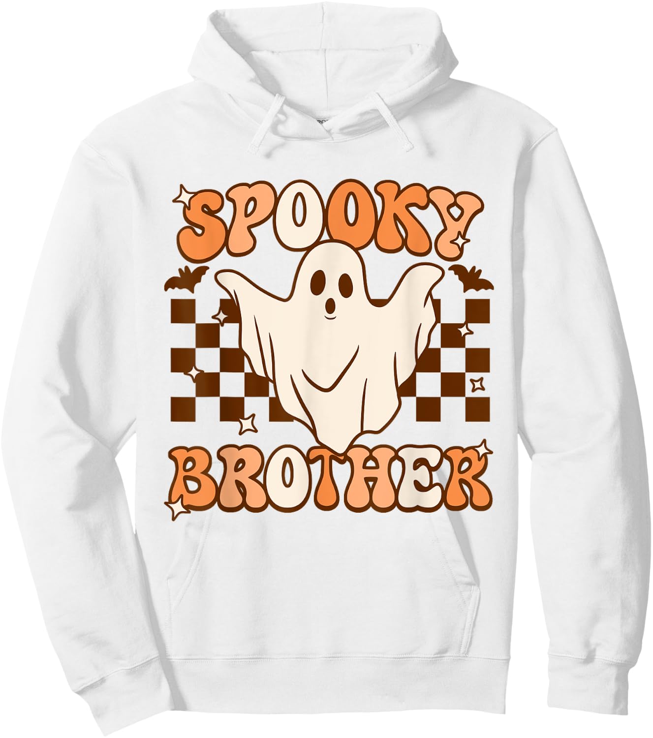 Retro Groovy Ghost Spooky Brother Costume Matching Hoodie - Hoodie | White