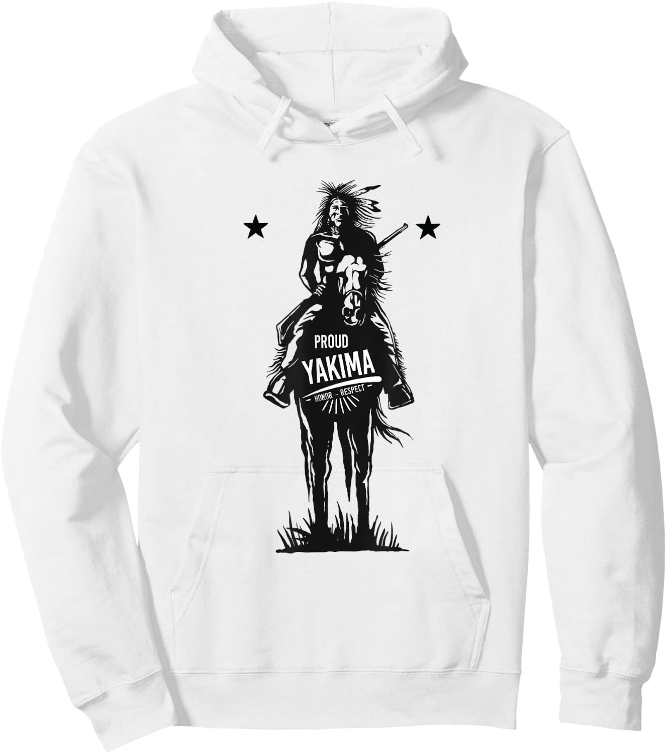 Yakima American Indian Tribe Proud Warrior on Horse Hoodie - Hoodie | White