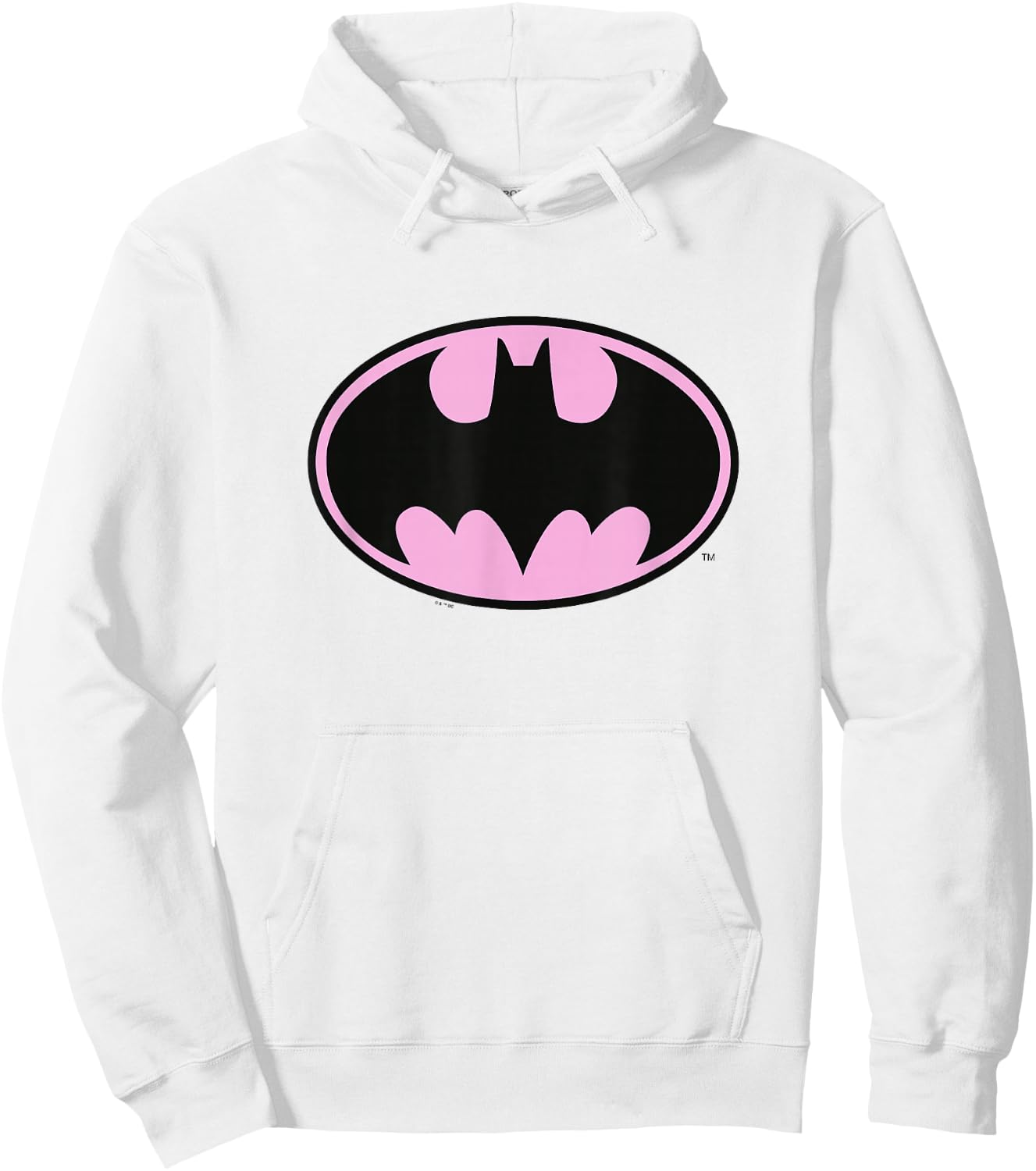 DC Comics Batman Pink Background Bat-Symbol Chest Logo Hoodie - Hoodie | White