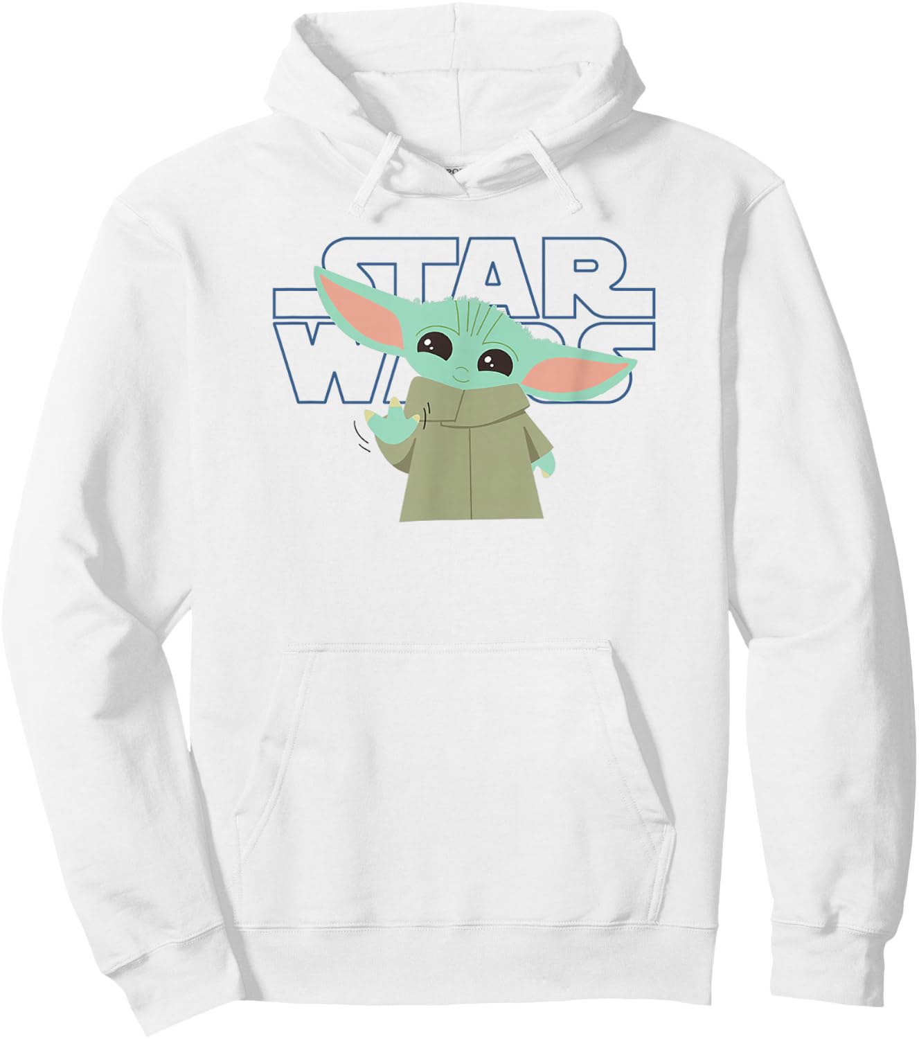 Star Wars: The Mandalorian Grogu Friendly Wave Logo Hoodie - Hoodie | White