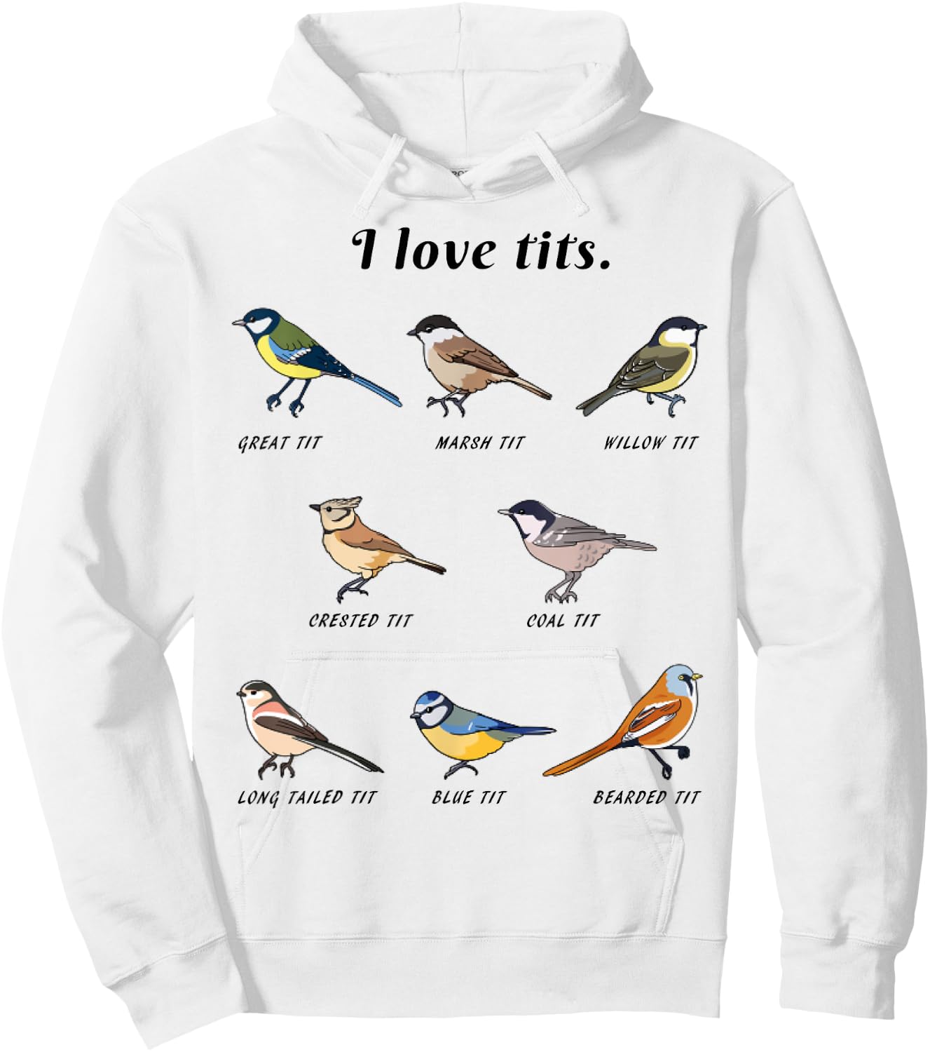 Funny I Love Tits Birdwatching Bird Lover Gift Animals Great Hoodie - Hoodie | White