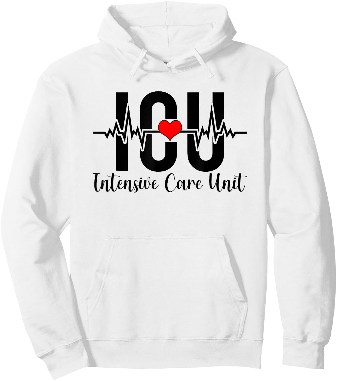 ICU Intensive Care Unit Nurse Heartbeat ICU Nurse Hoodie - Hoodie | White
