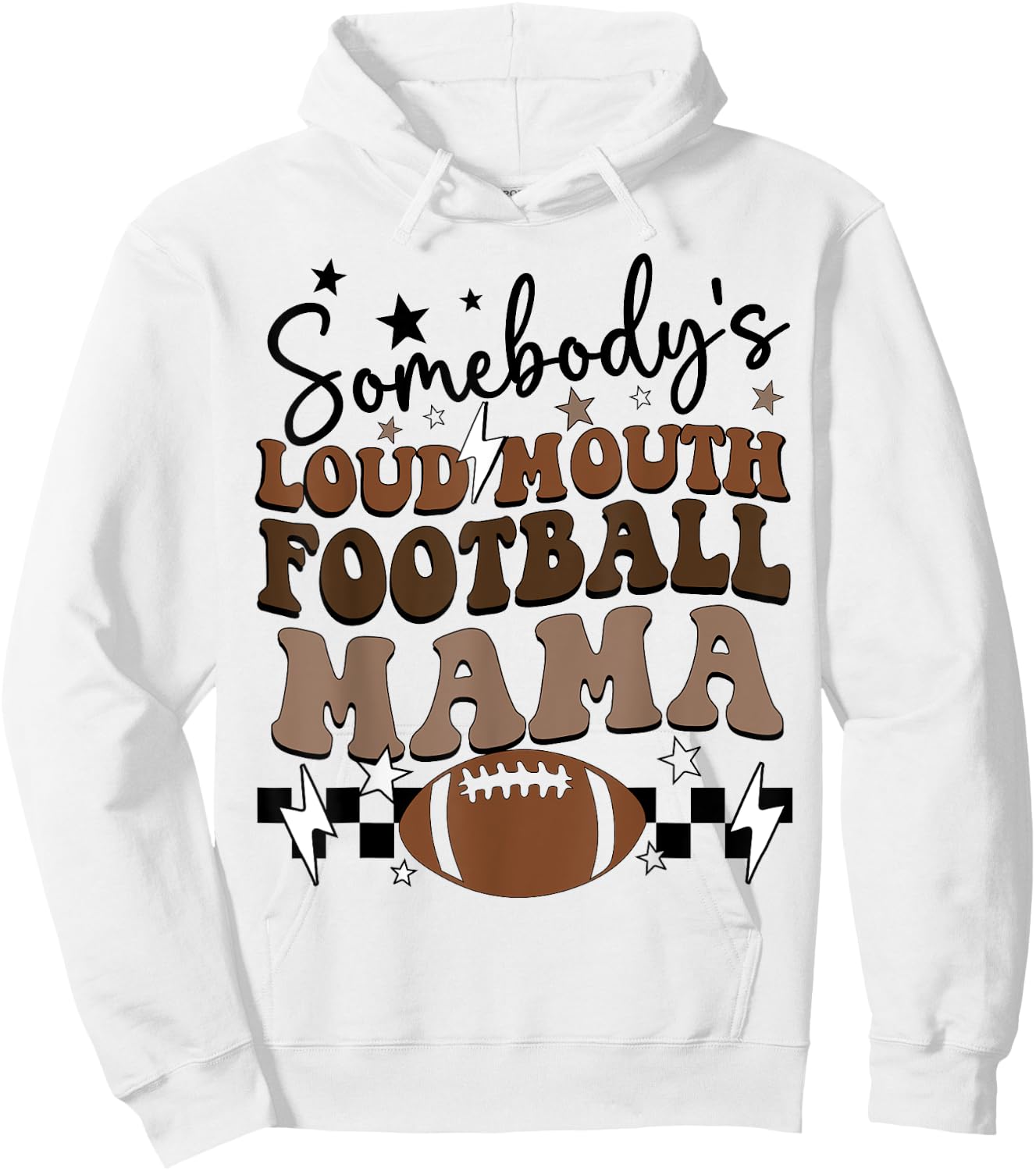 Somebody's Loudmouth Football Mama retro groovy football mom Hoodie - Hoodie | White