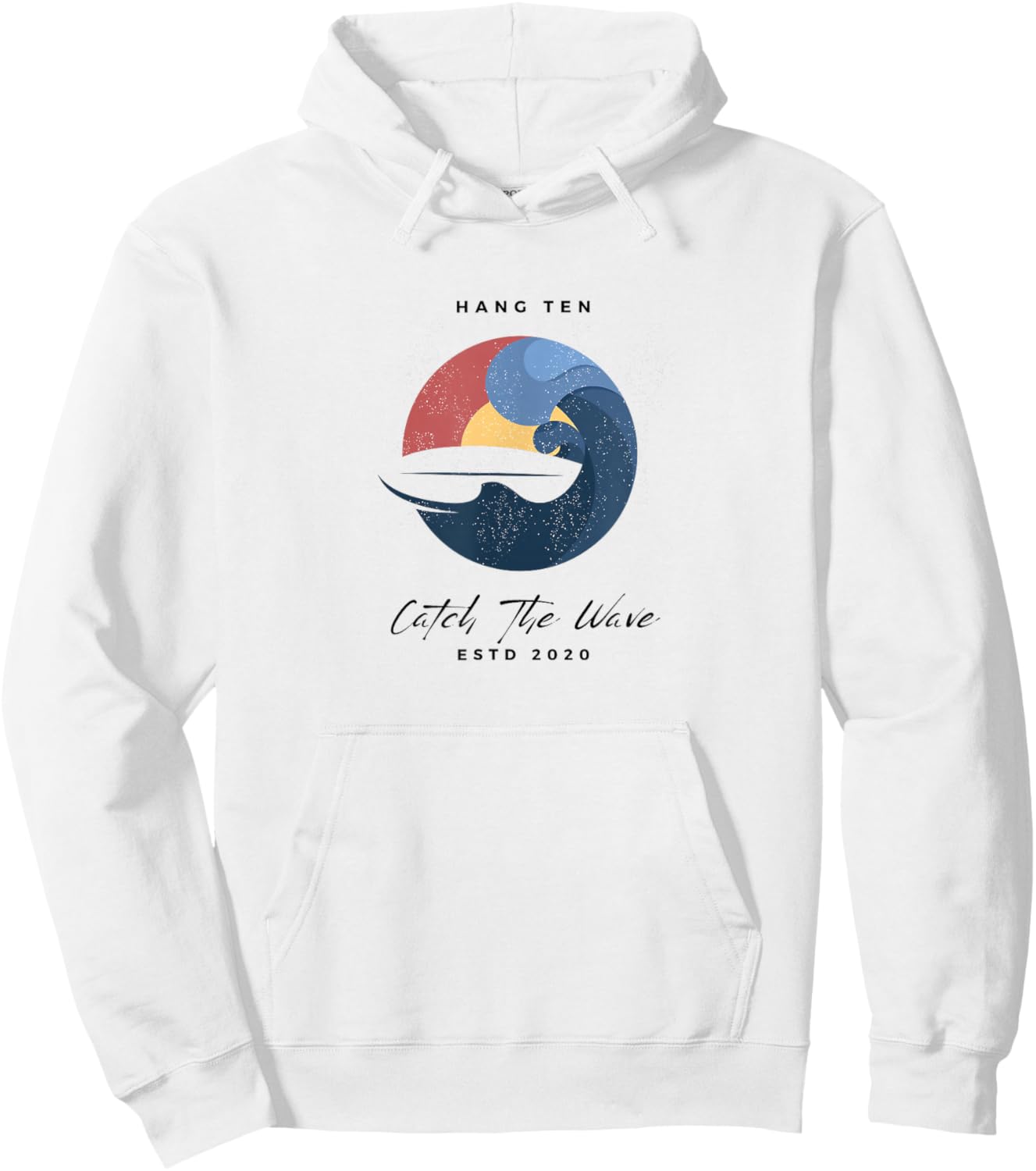 Hang 10 Catch The Waves Surfboard Surf Surfing Hoodie - Hoodie | White
