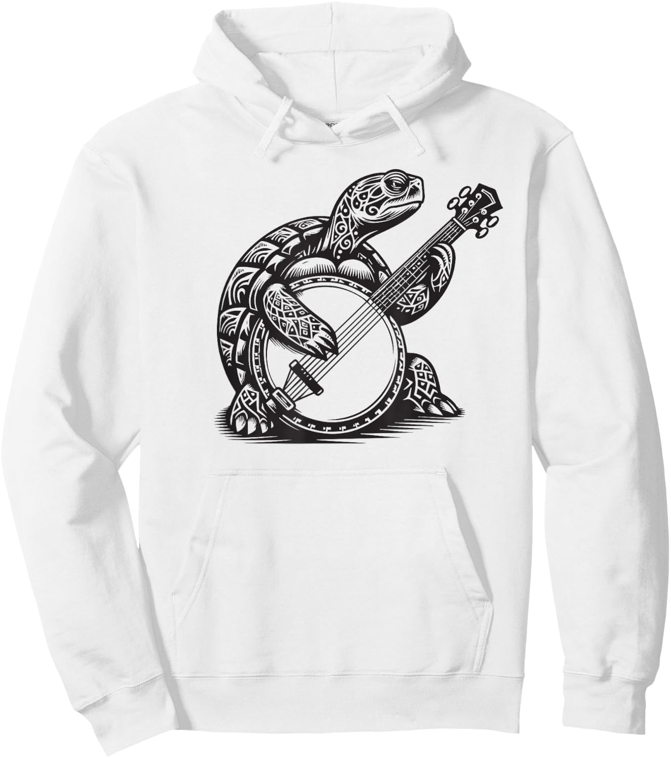 Turtle Playing Banjo Tribal Art Music Festival Zen Hoodie - Hoodie | White