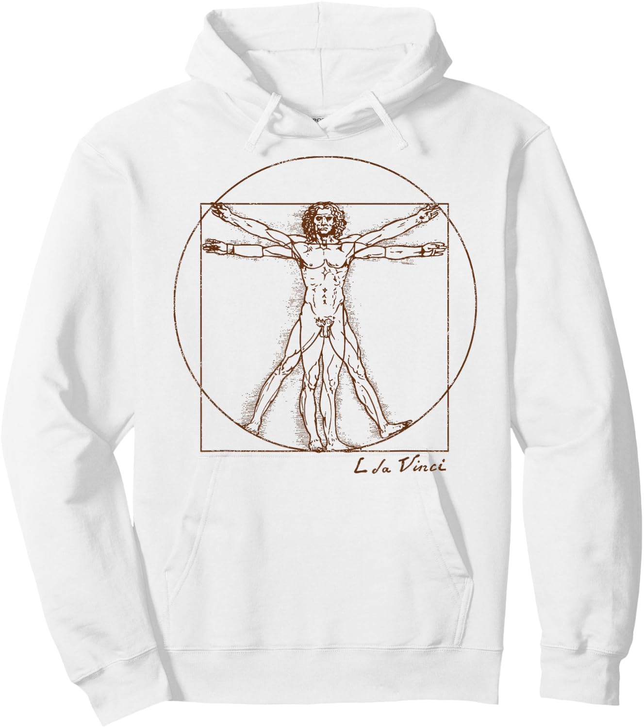 Vintage Vitruvian Man Leonardo da Vinci Art Souvenir Hoodie - Hoodie | White
