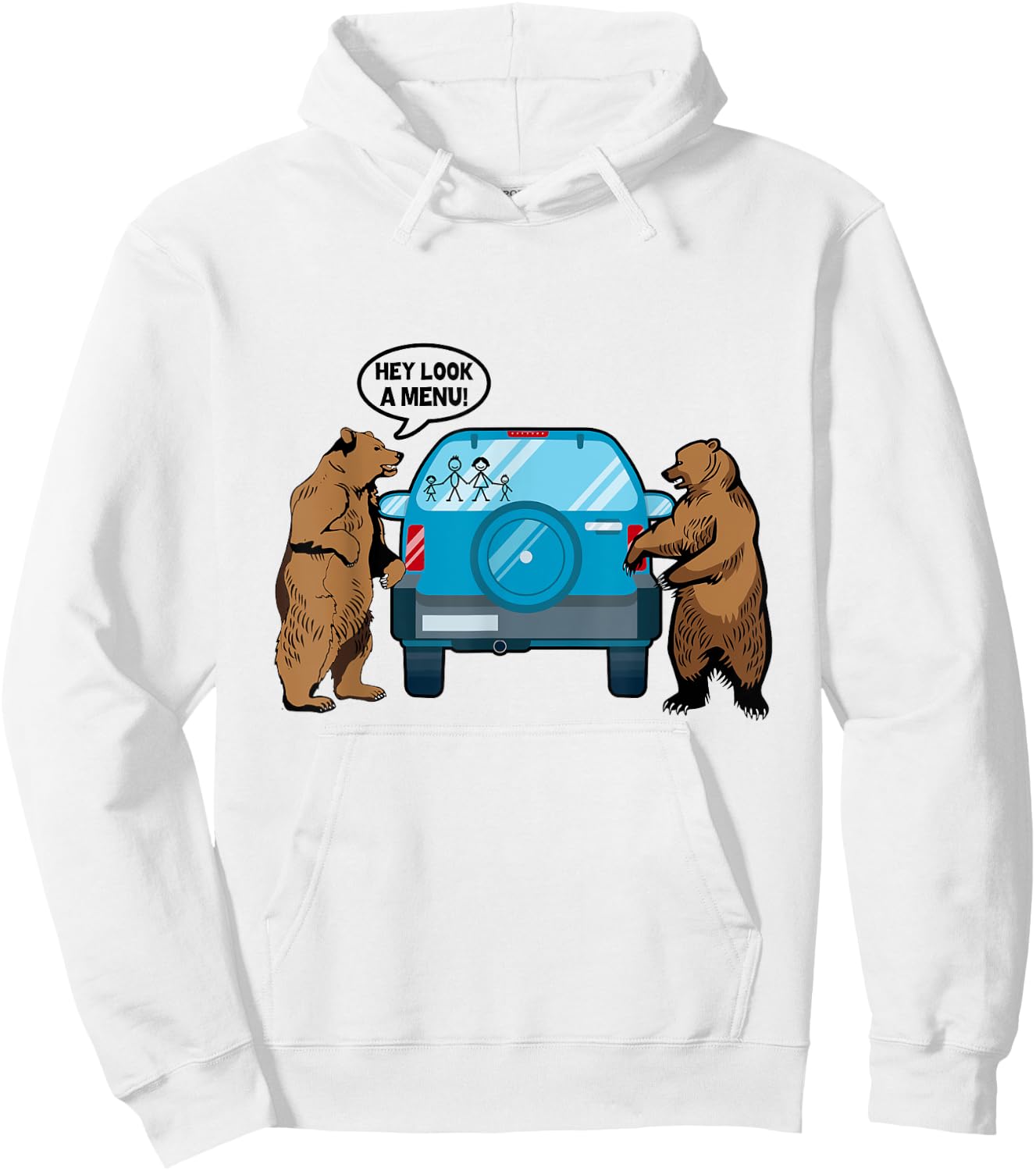 Hey Look A Menu Funny Camping Camper Hiking Bear Outdoor Hoodie - Hoodie | White