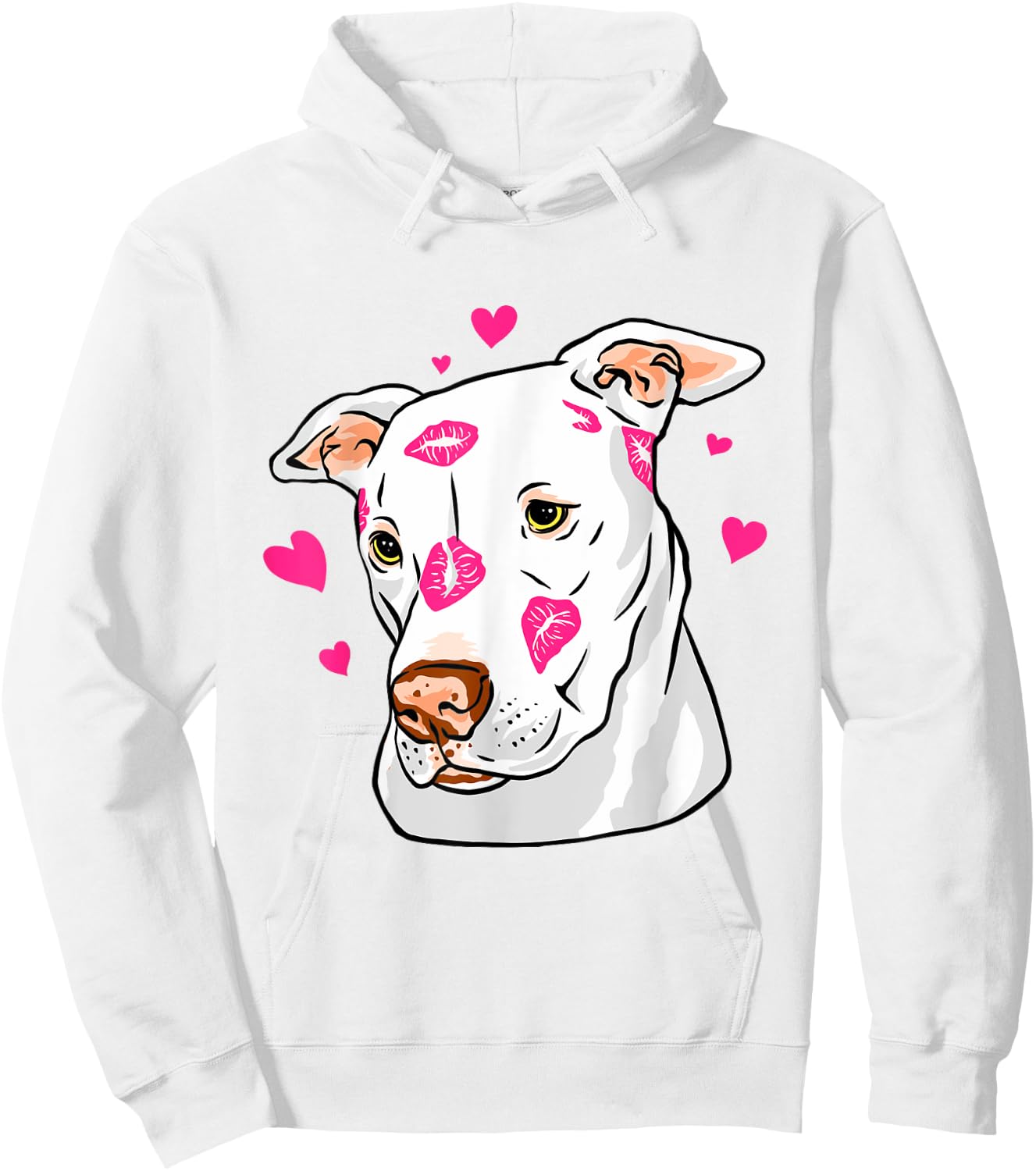 Pit Bull Terrier Kiss Lips Hearts Hoodie - Hoodie | White