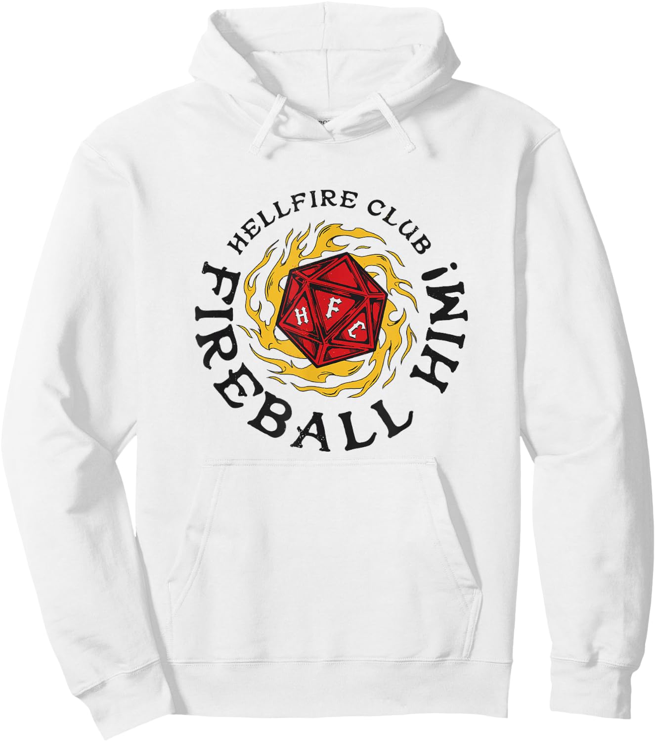 Stranger Things Hellfire Club Fireball Him! Rolling Die Hoodie - Hoodie | White
