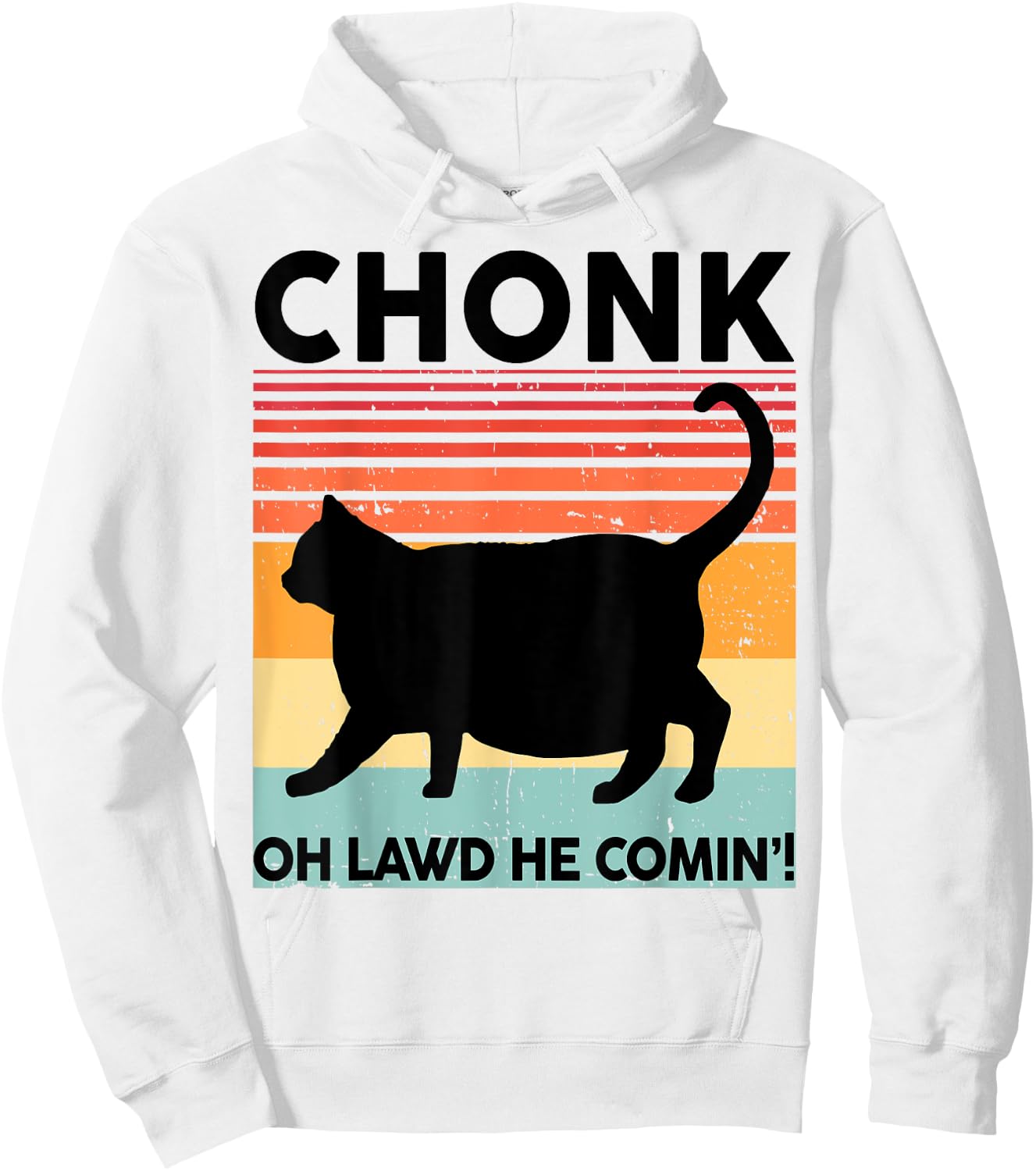 Black Cat-Shirt Chonk Cat Funny Cat Meme Momma Dad Vintage Hoodie - Hoodie | White