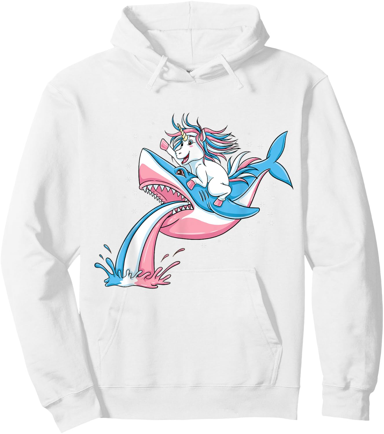 Unicorn Riding Trans Pride Shark Transgender Hoodie - Hoodie | White
