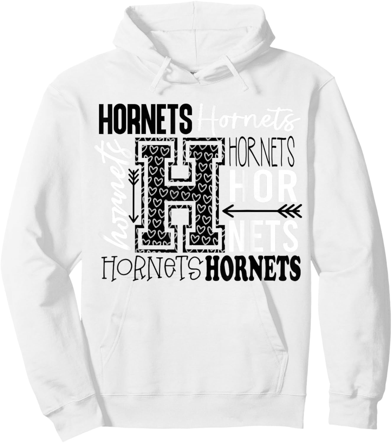 Hornets School Spirit Typography Back to School Hoodie - Hoodie | White