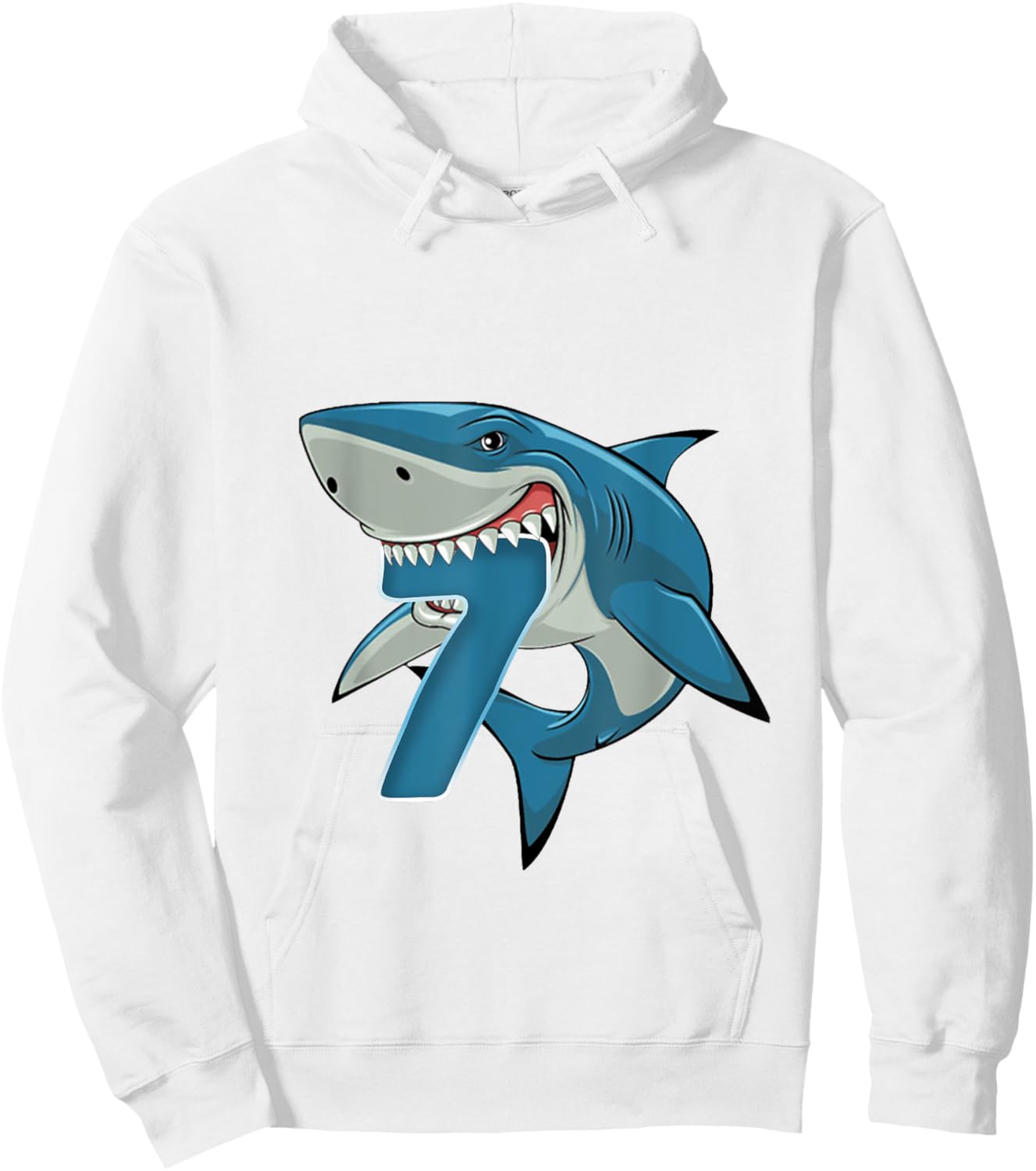 7th Birthday Shark 7 Year Old Birthday Shark Theme Party Hoodie - Hoodie | White