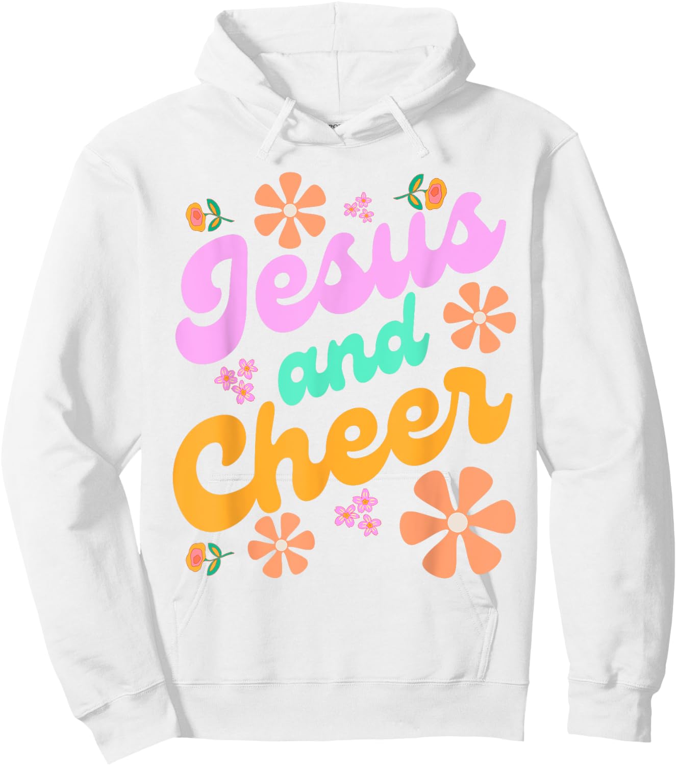 Jesus and Cheer Cheerleading Coach Funny Groovy y2k Chrstian Hoodie - Hoodie | White