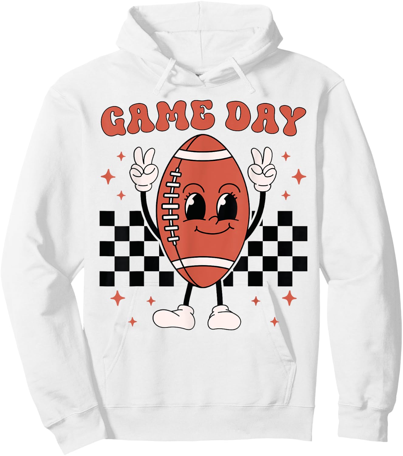 Retro Groovy Game Day American Football Players Fans Outfit Hoodie - Hoodie | White