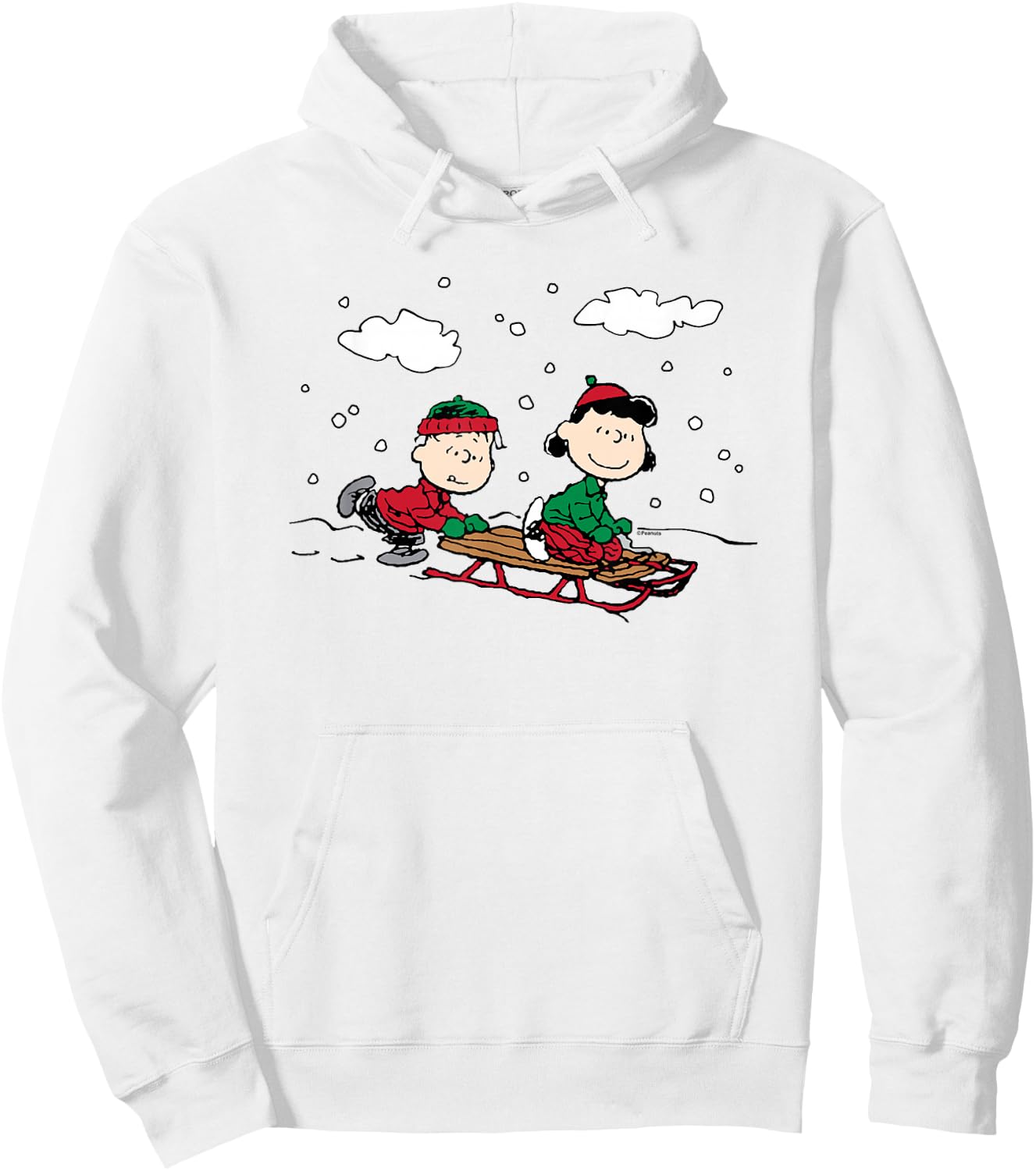 Peanuts Linus Lucy Sledge Hoodie - Hoodie | White