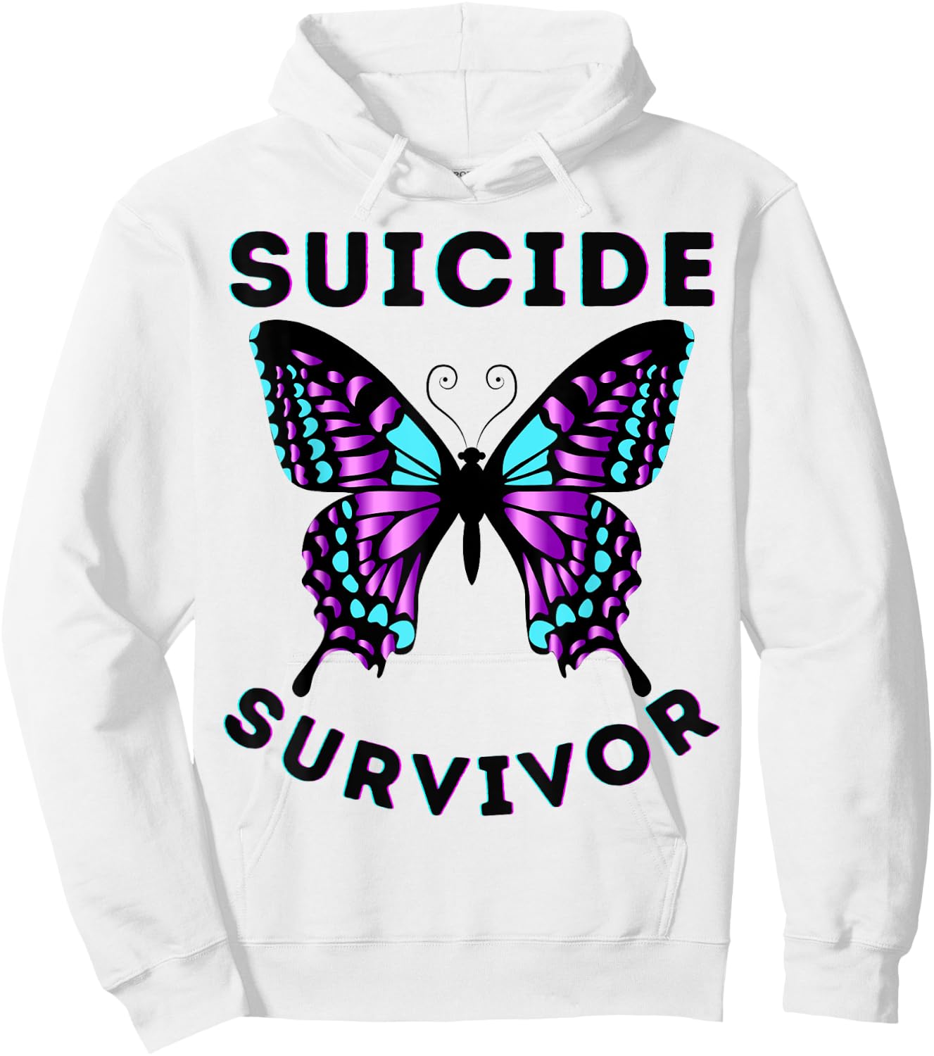 Butterfly Suicide Survivor Awareness Prevention Kid Boy Girl Hoodie - Hoodie | White