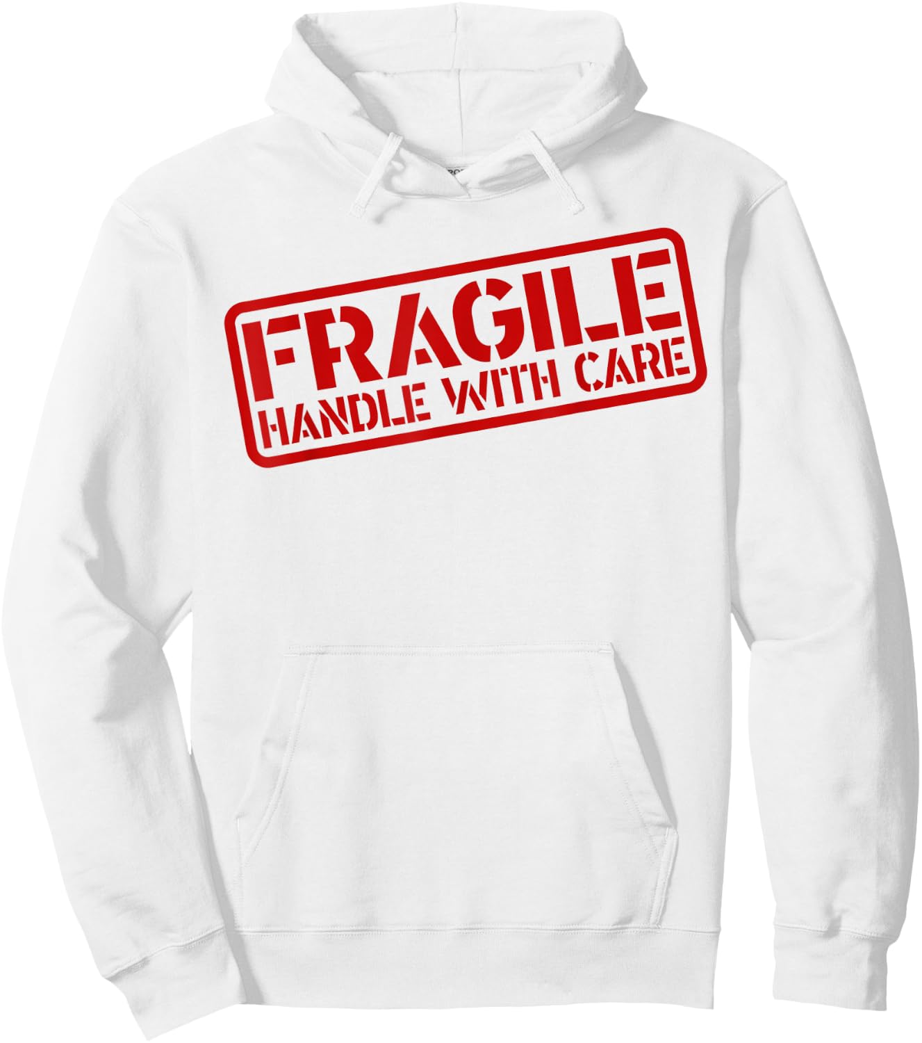 Grunge Fragile Handle with Care Funny Graphic Novelty Hoodie - Hoodie | White