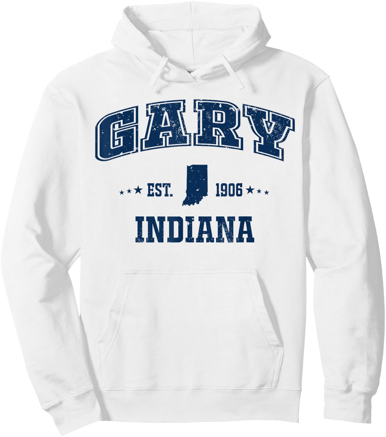 Gary Indiana IN Vintage Sports Navy Athletic Hoodie - Hoodie | White