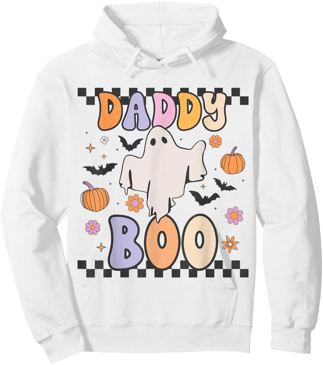 Daddy Boo Cute Retro Groovy Ghost Halloween Family Matching Hoodie - Hoodie | White
