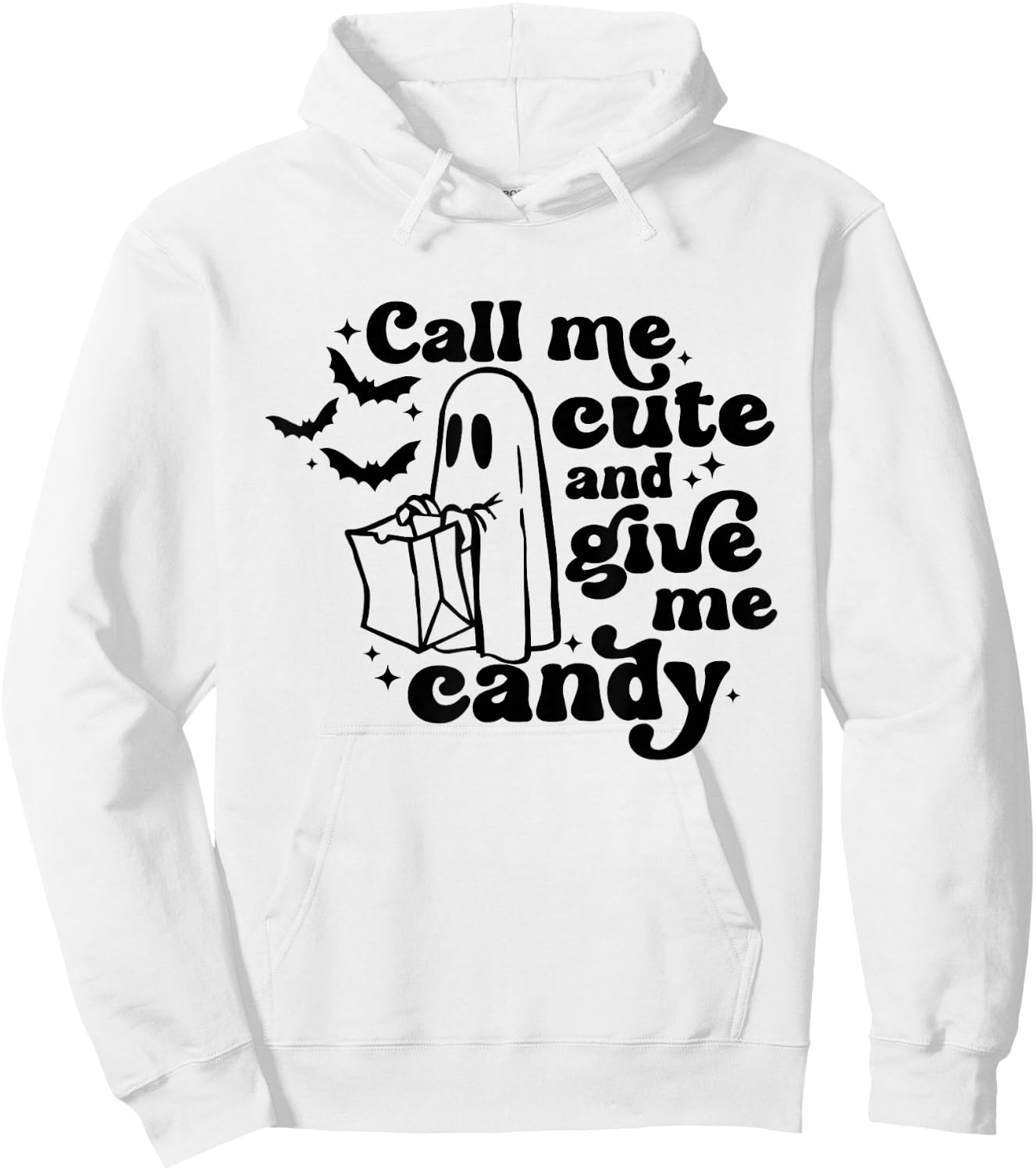 Retro Give Me Candy Call Me Cute Funny Halloween Cute Boo Hoodie - Hoodie | White