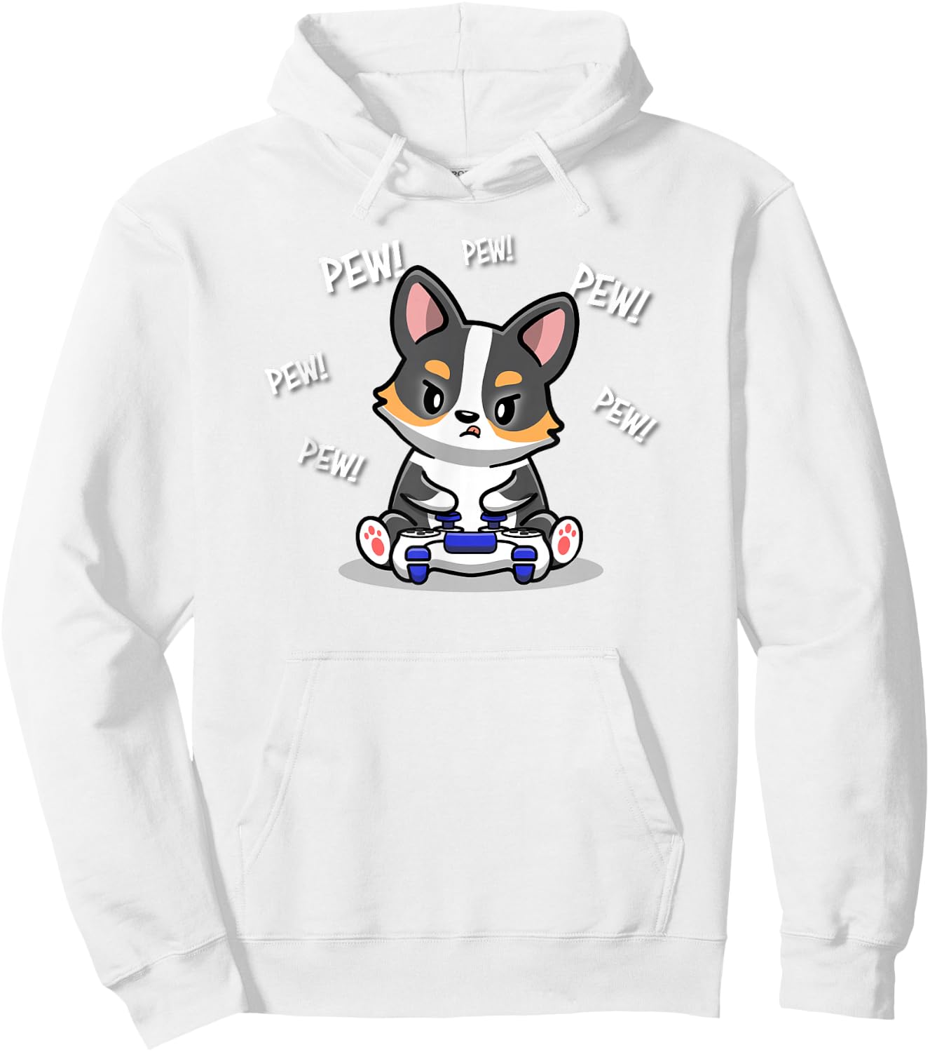 Funny Kawaii Kids Boy Video Gamer Black Tricolor Corgi Lover Hoodie - Hoodie | White