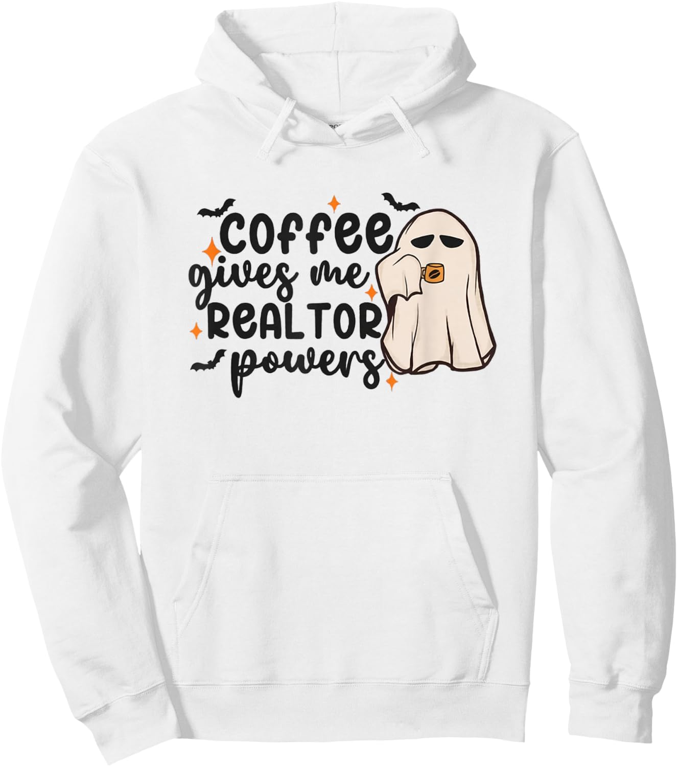 Halloween Real Estate Ghost Coffee Gives Me Realtor Powers Hoodie - Hoodie | White