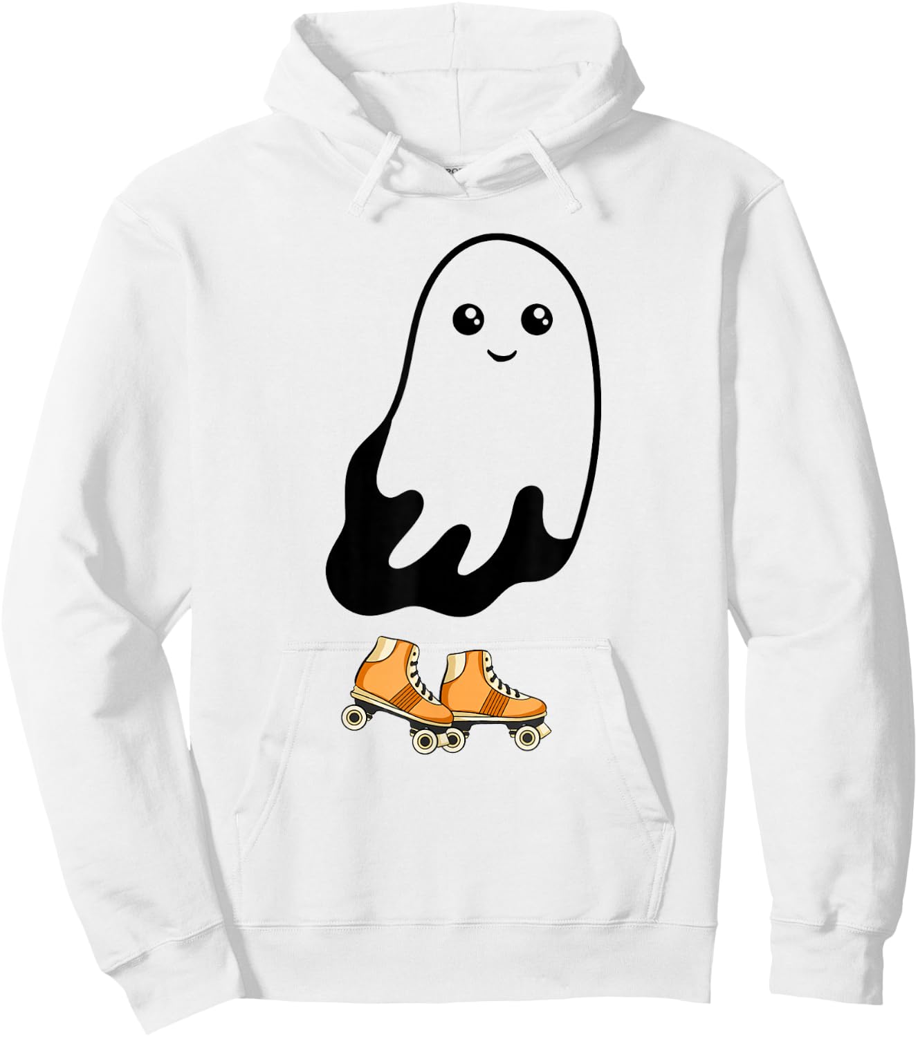 Ghost Roller Skating Funny Halloween Roller Skate Ghost Hoodie - Hoodie | White
