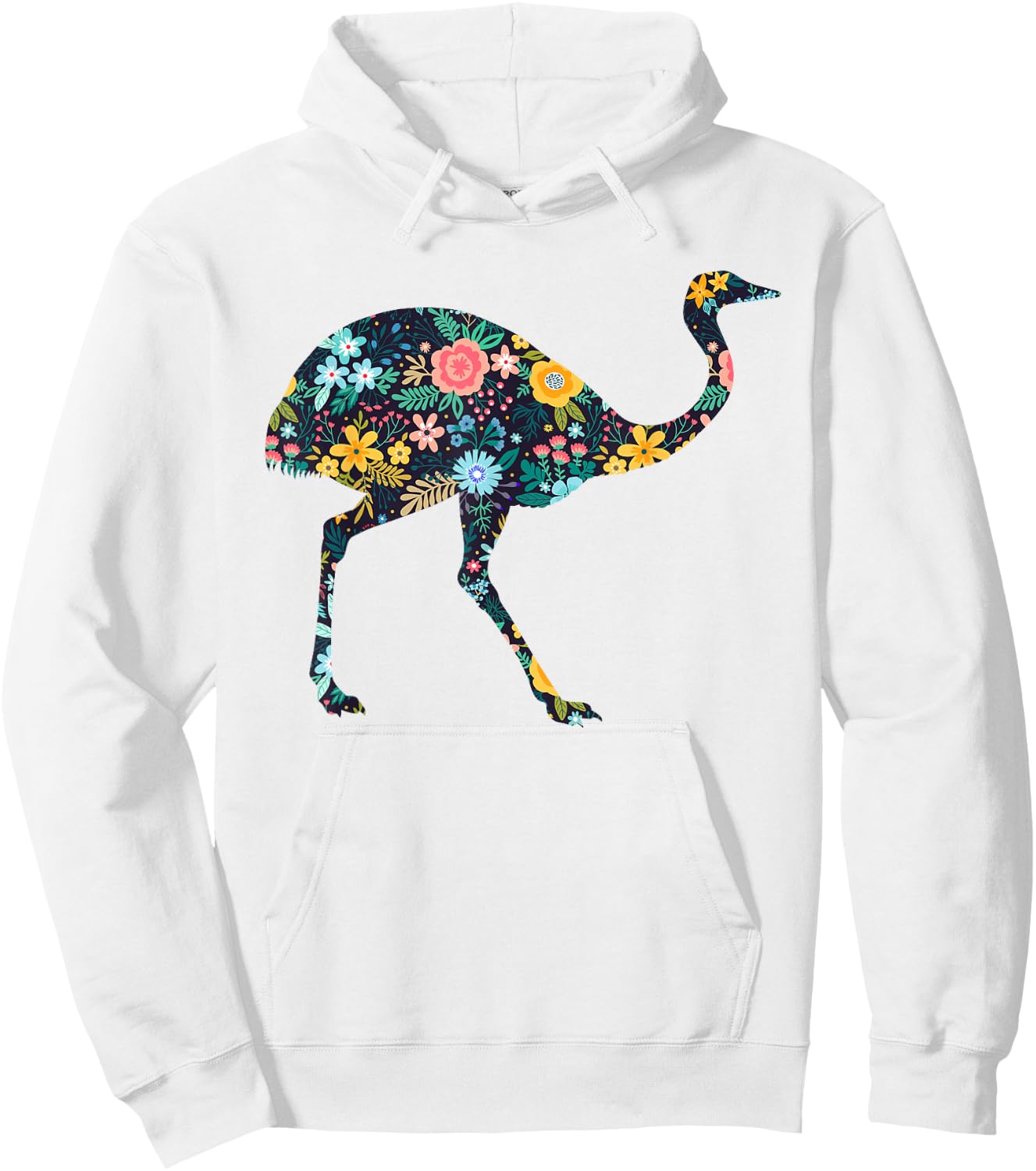 Floral Rhea Bird Silhouette Girls Graphic Hoodie - Hoodie | White