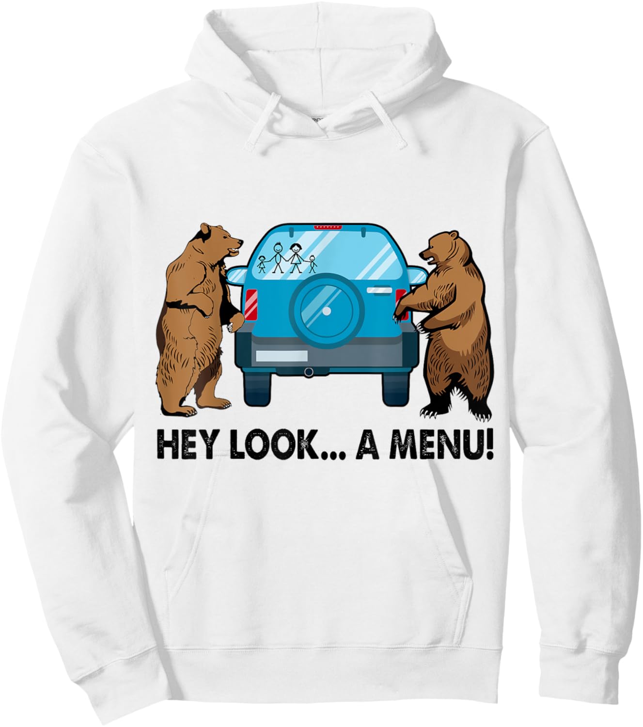 Hey Look A Menu Funny Camping Camper Hiking Bear Outdoor Hoodie - Hoodie | White