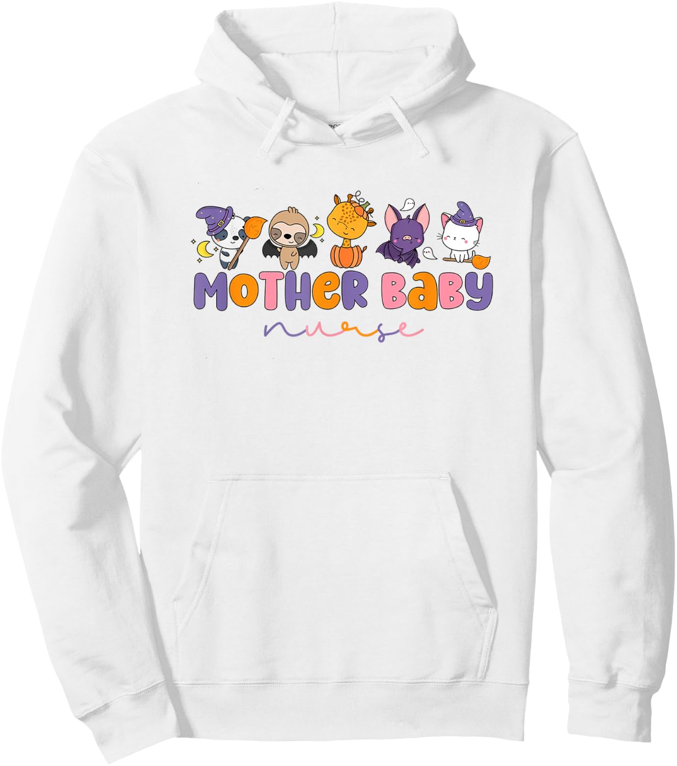 Retro Mother Baby Nurse Halloween Animal Postpartum Nursing Hoodie - Hoodie | White