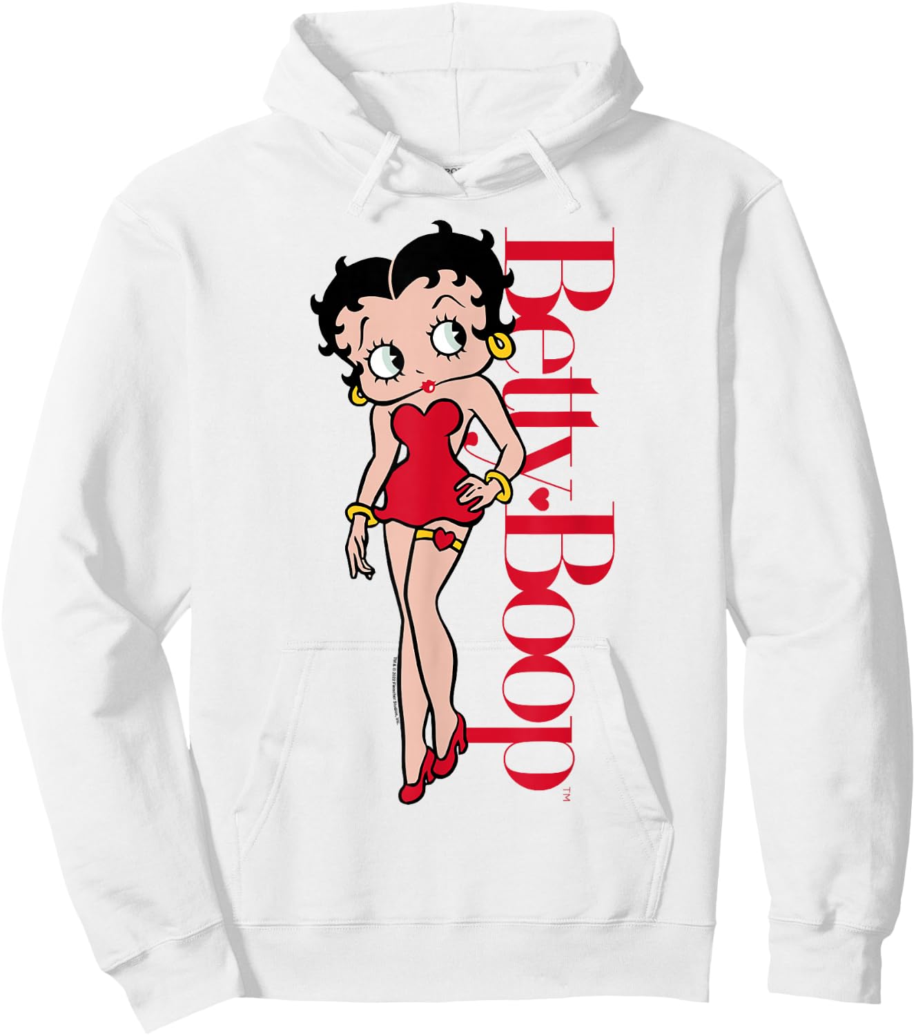 Betty Boop Vertical Text Portrait Hoodie - Hoodie | White