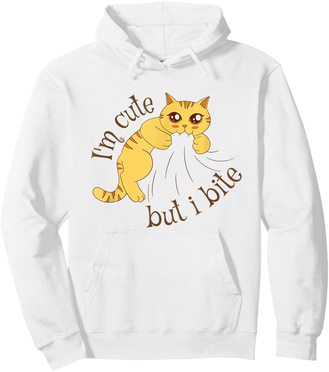 I'm Cute But I Bite Funny Cat Hoodie - Hoodie | White