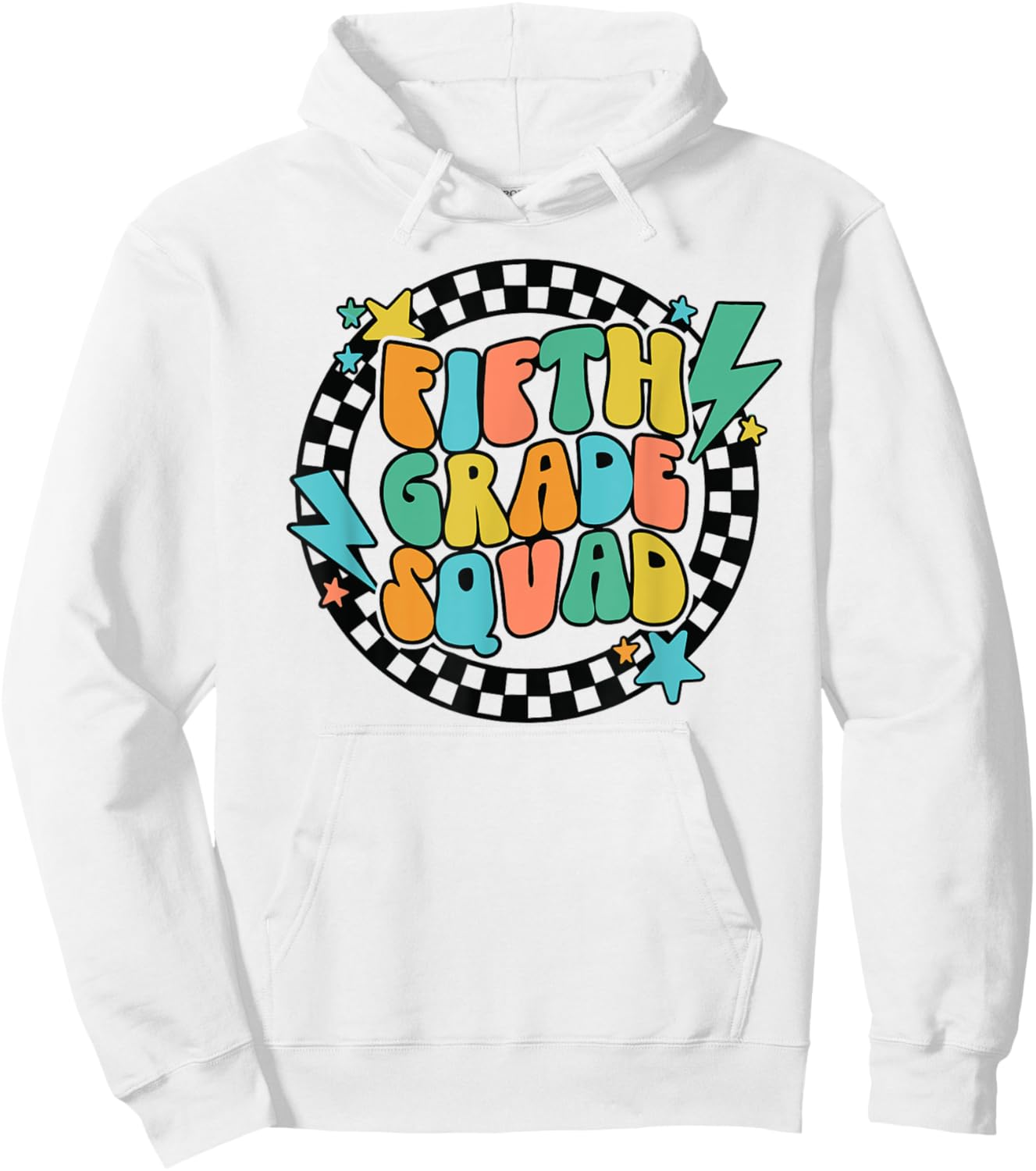 Back To School Groovy Teacher Fifth 5th Grade Crew Squad Hoodie - Hoodie | White