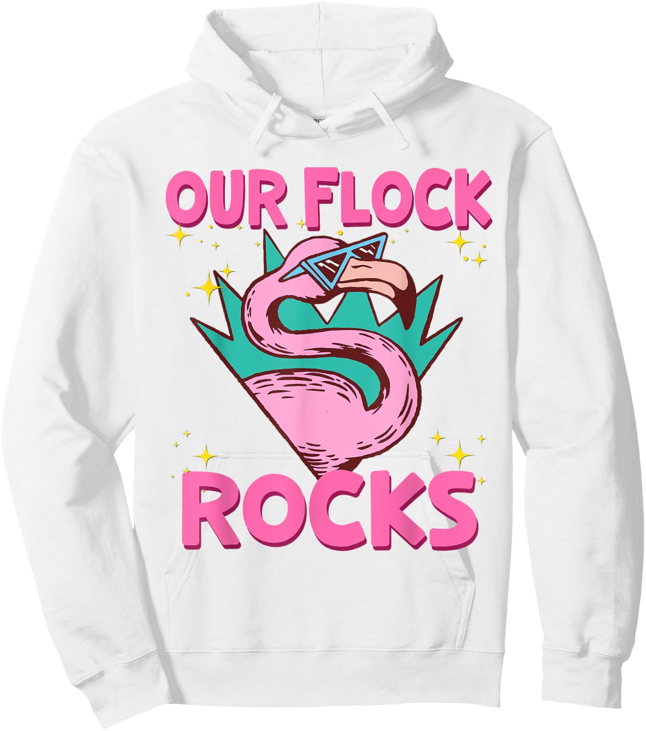 Our Flock Rocks Flamingo Matching Family Vacation Group Hoodie - Hoodie | White