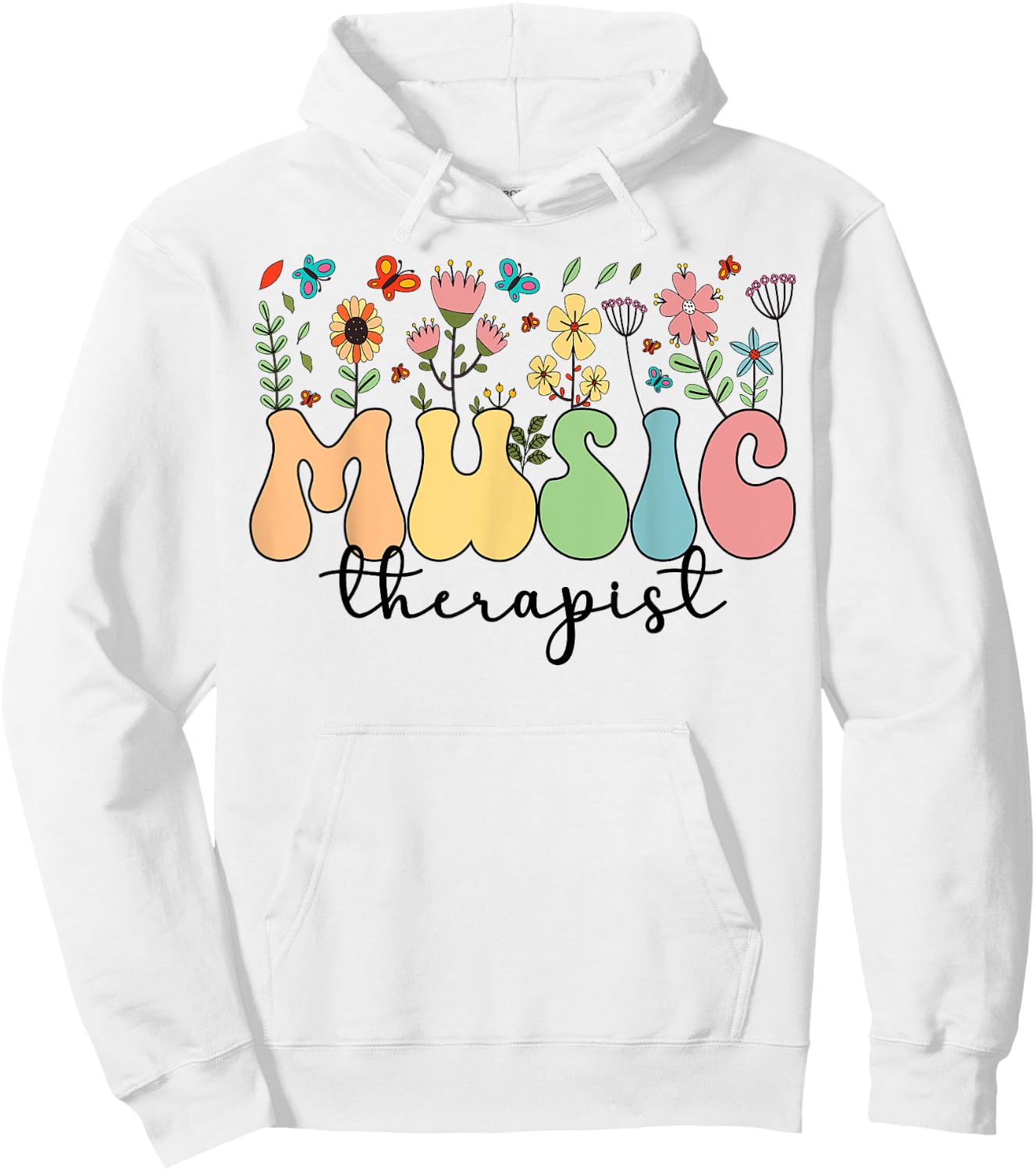 Music Therapist Flowers Music Therapy Hoodie - Hoodie | White