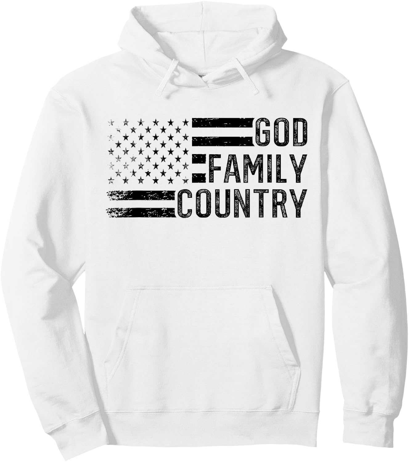 God Family Country - Patriotic Christian US Flag Hoodie - Hoodie | White