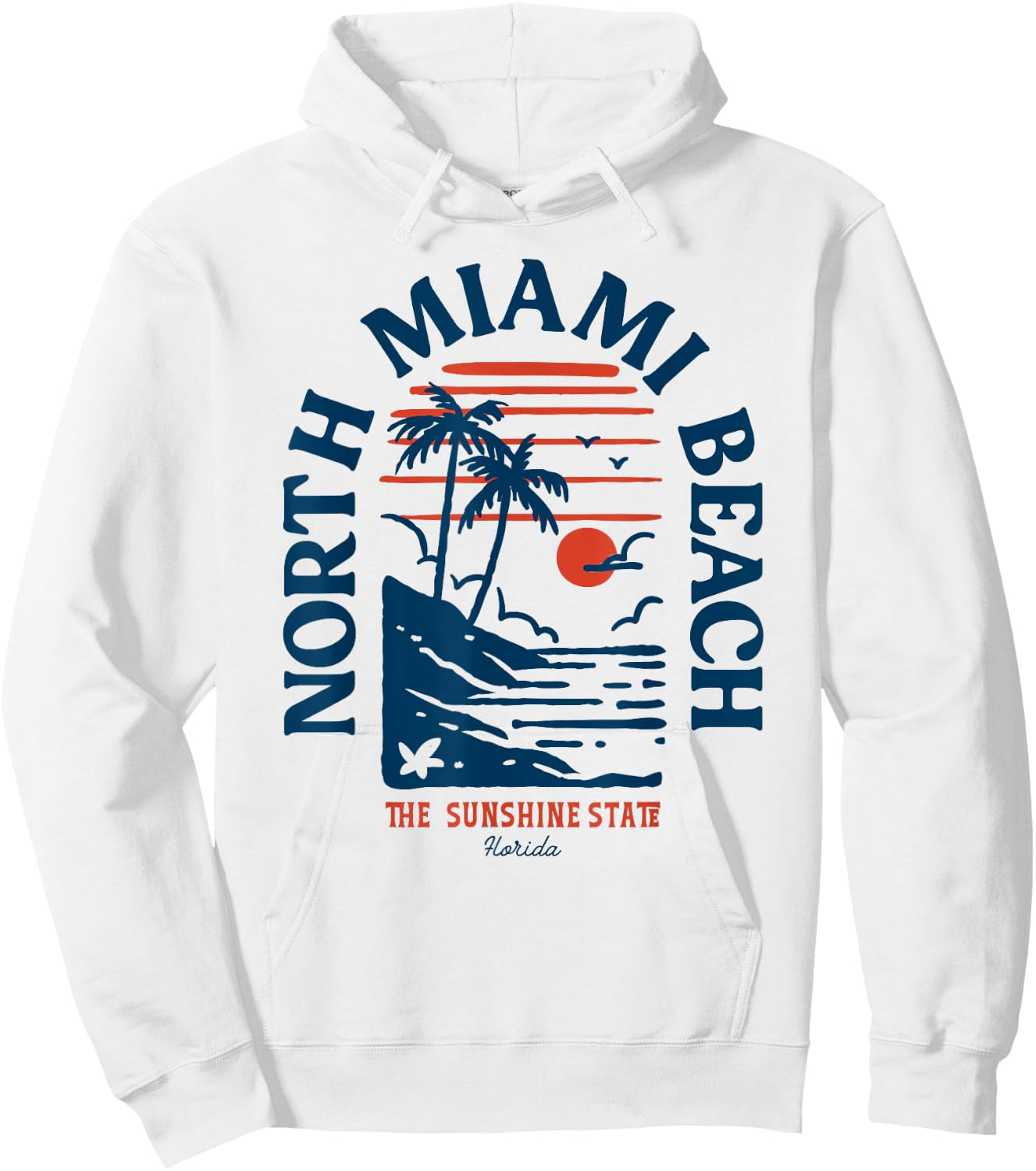North Miami Beach Florida Beach Surf Vintage Blue Hoodie - Hoodie | White